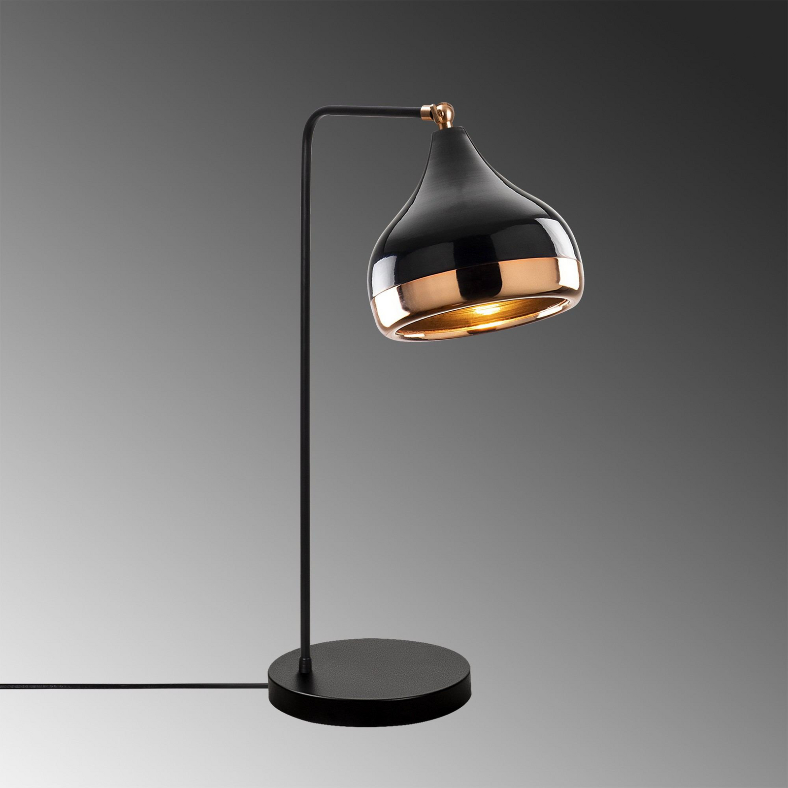 Yildo table lamp, black/copper, metal, height 52 cm