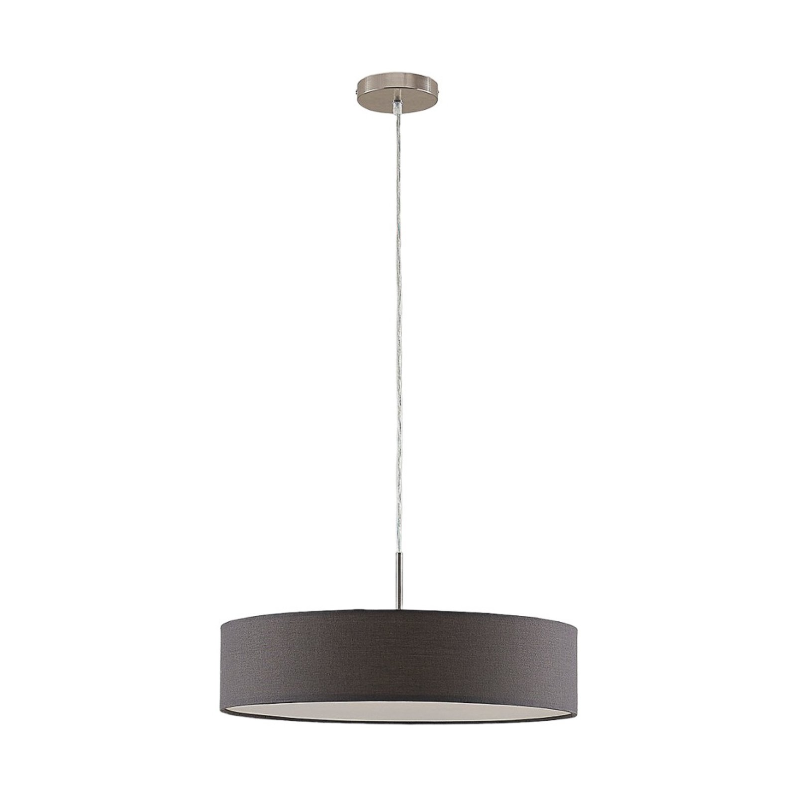 Lindby hanglamp Sebatin, Ø 50 cm, grijs, stof, E27