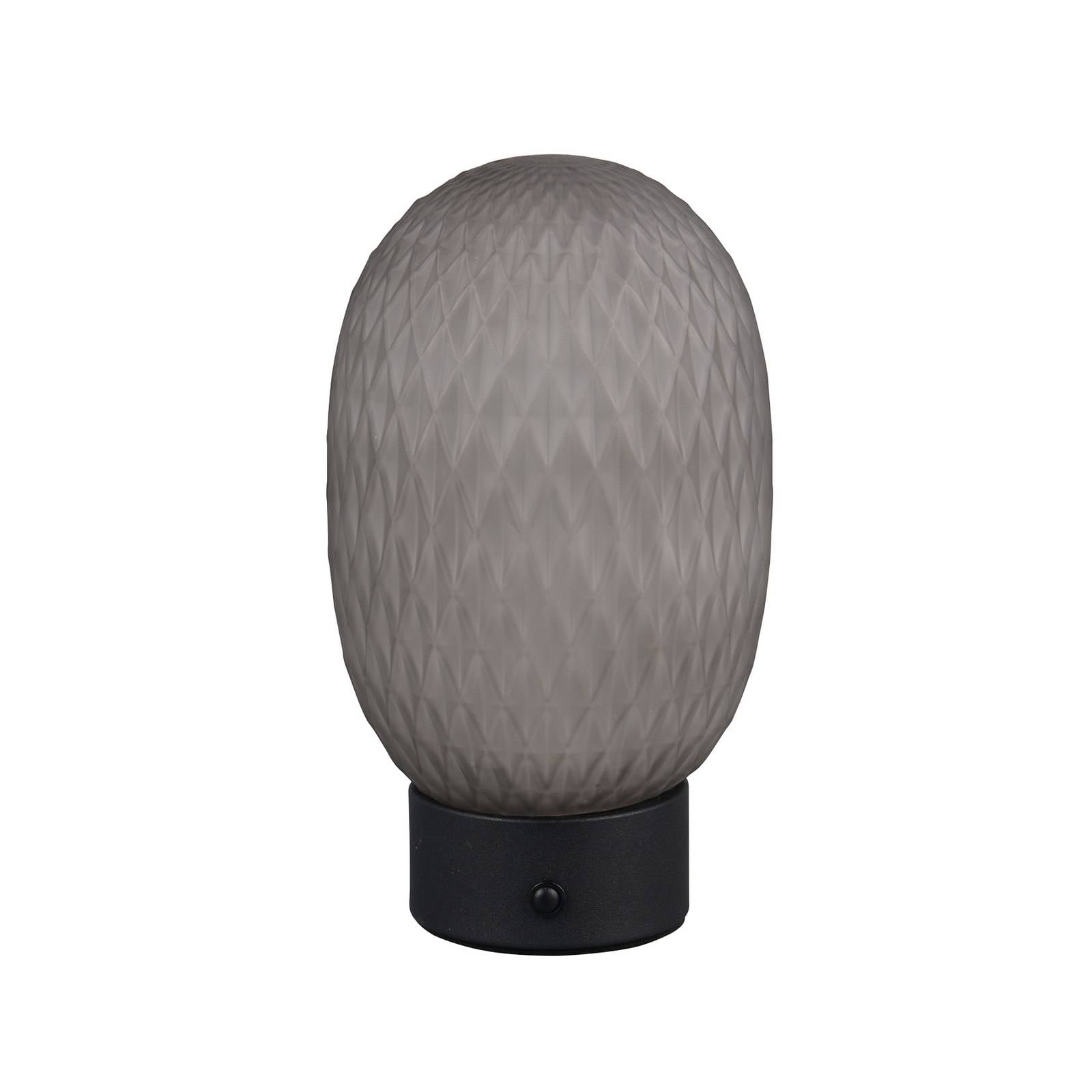 LED-Akku-Tischleuchte Facette, rauchgrau, USB, Glas