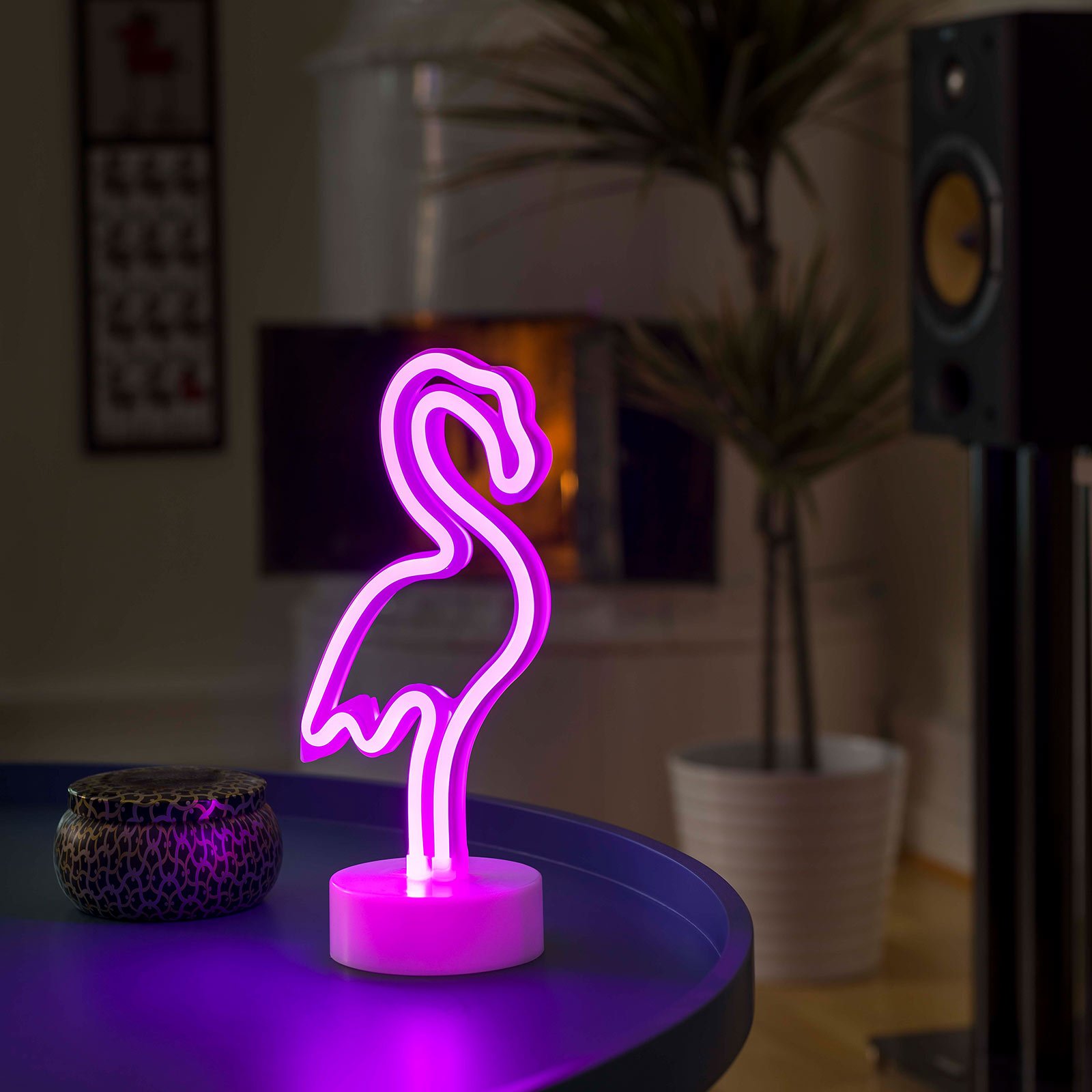 LED-Dekorationsleuchte Flamingo, batteriebetrieben