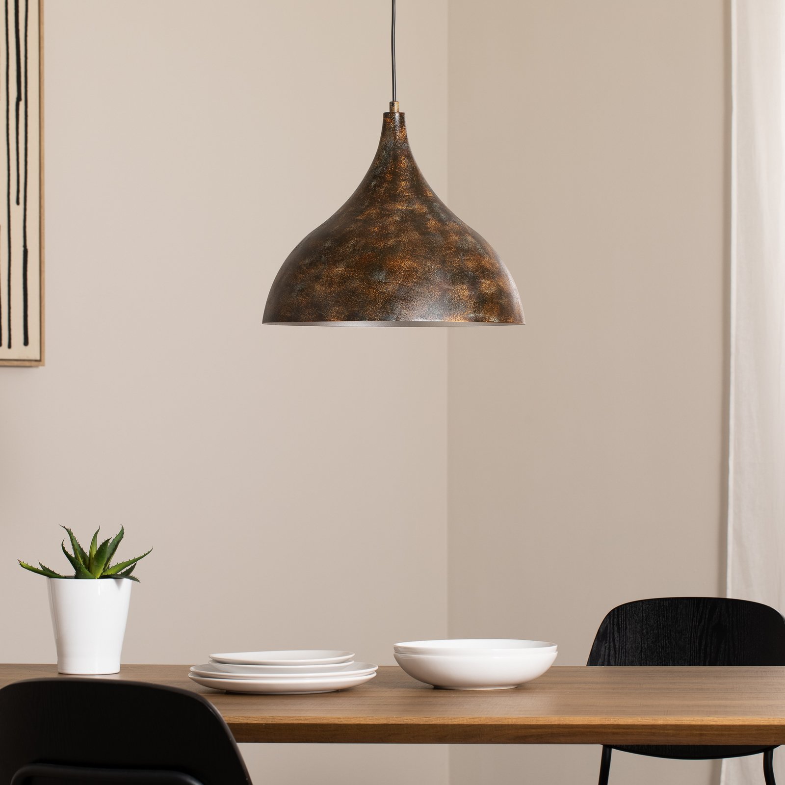 Lampada a sospensione Bitlislim, marrone antico, Ø 41 cm, metallo, E27