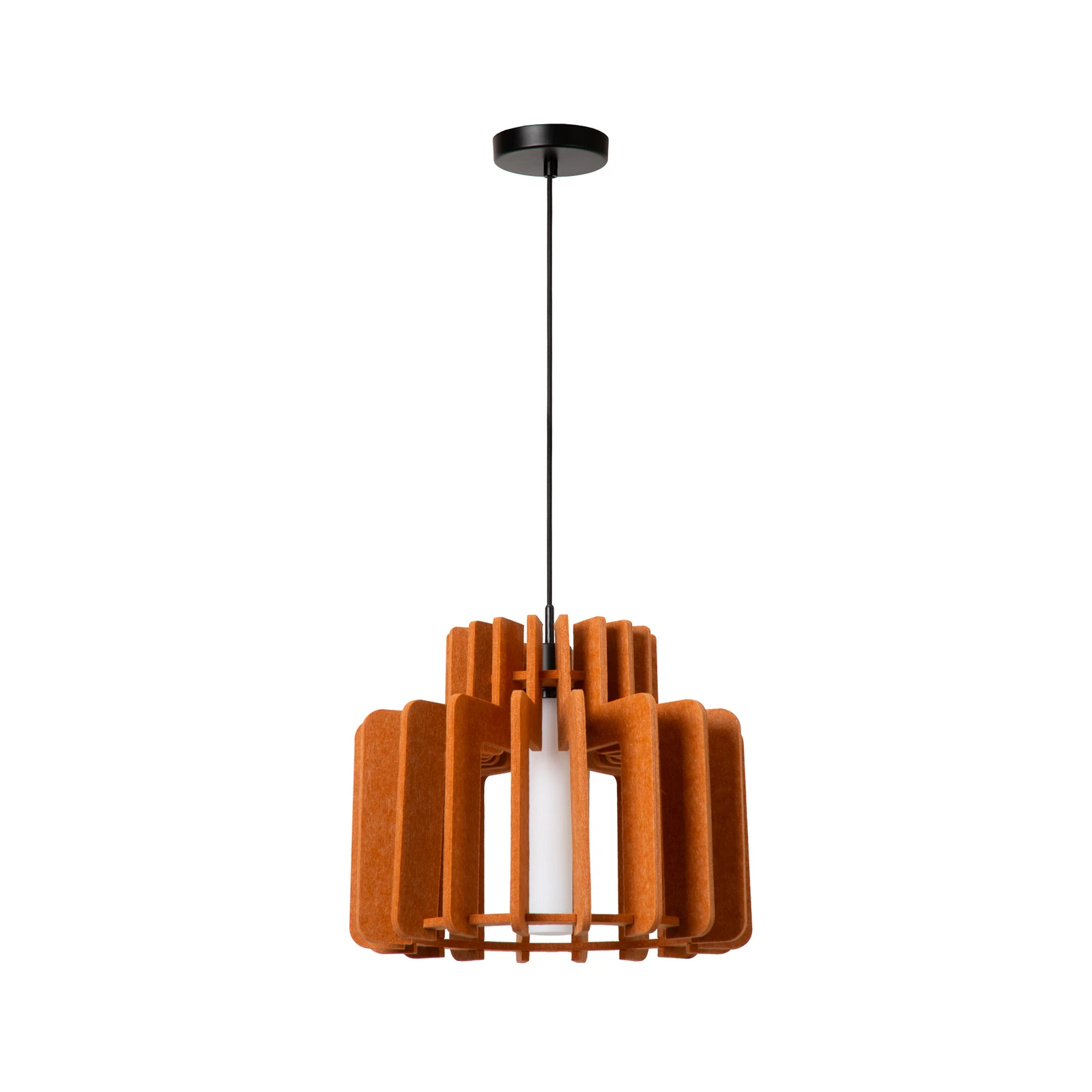Hängelampe Rollo, terrakotta, Ø 40 cm, Stoff/Metall/Glas