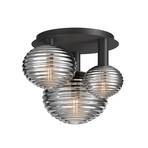 Maytoni plafondlamp Haspels, 3-lamps, zwart / rook, glas