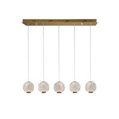 LED sospeso Austral oro/trasparente 5 luci lungo