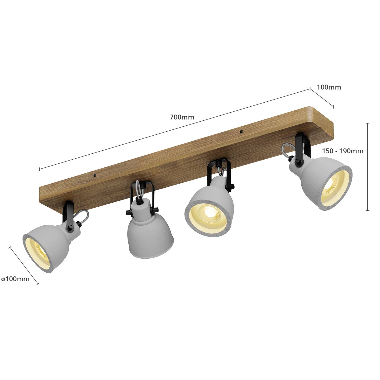 Lindby Mitis lampa sufitowa drewno sosnowe, 4-pkt.