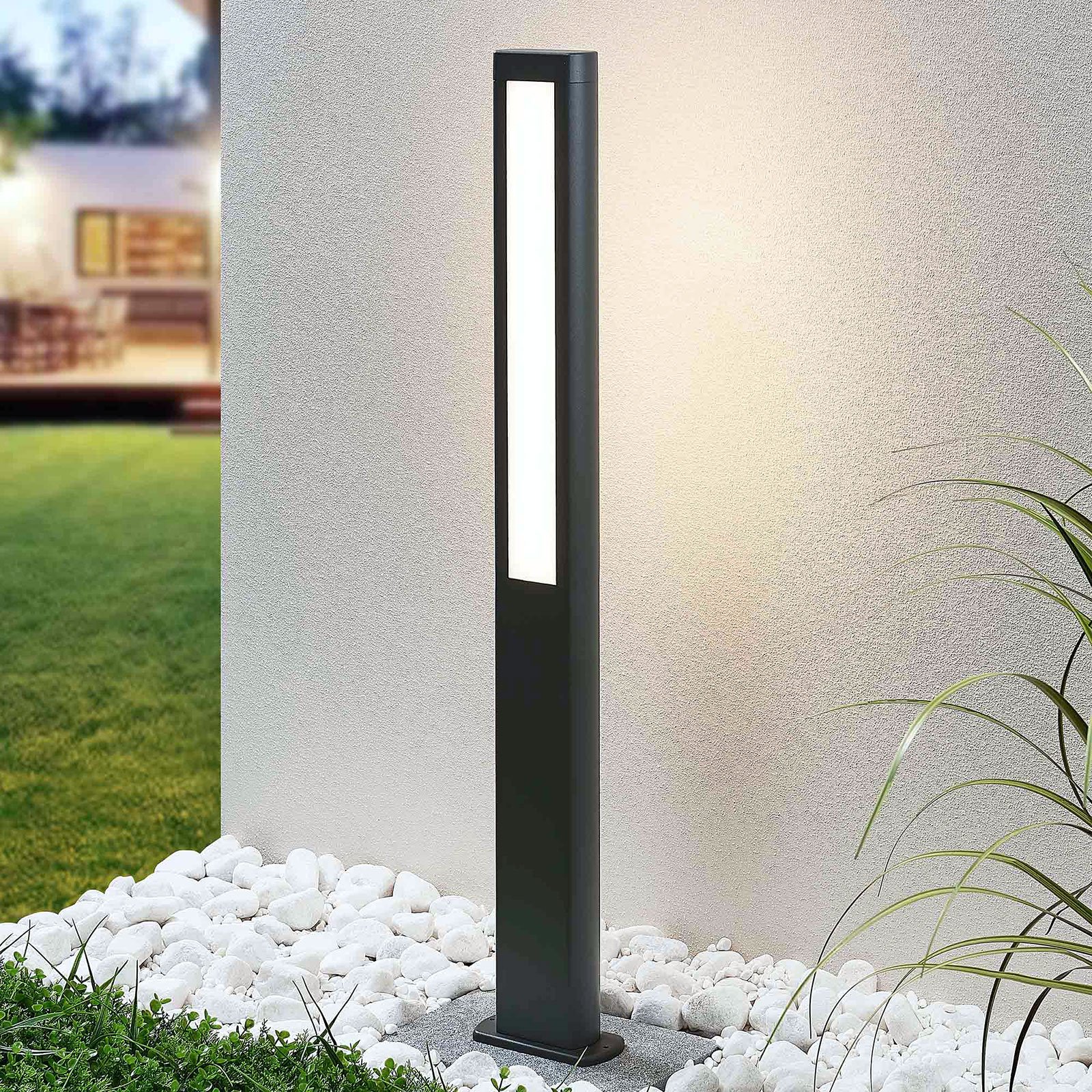 Borne lumineuse LED Mhairi, gris foncé, 100 cm