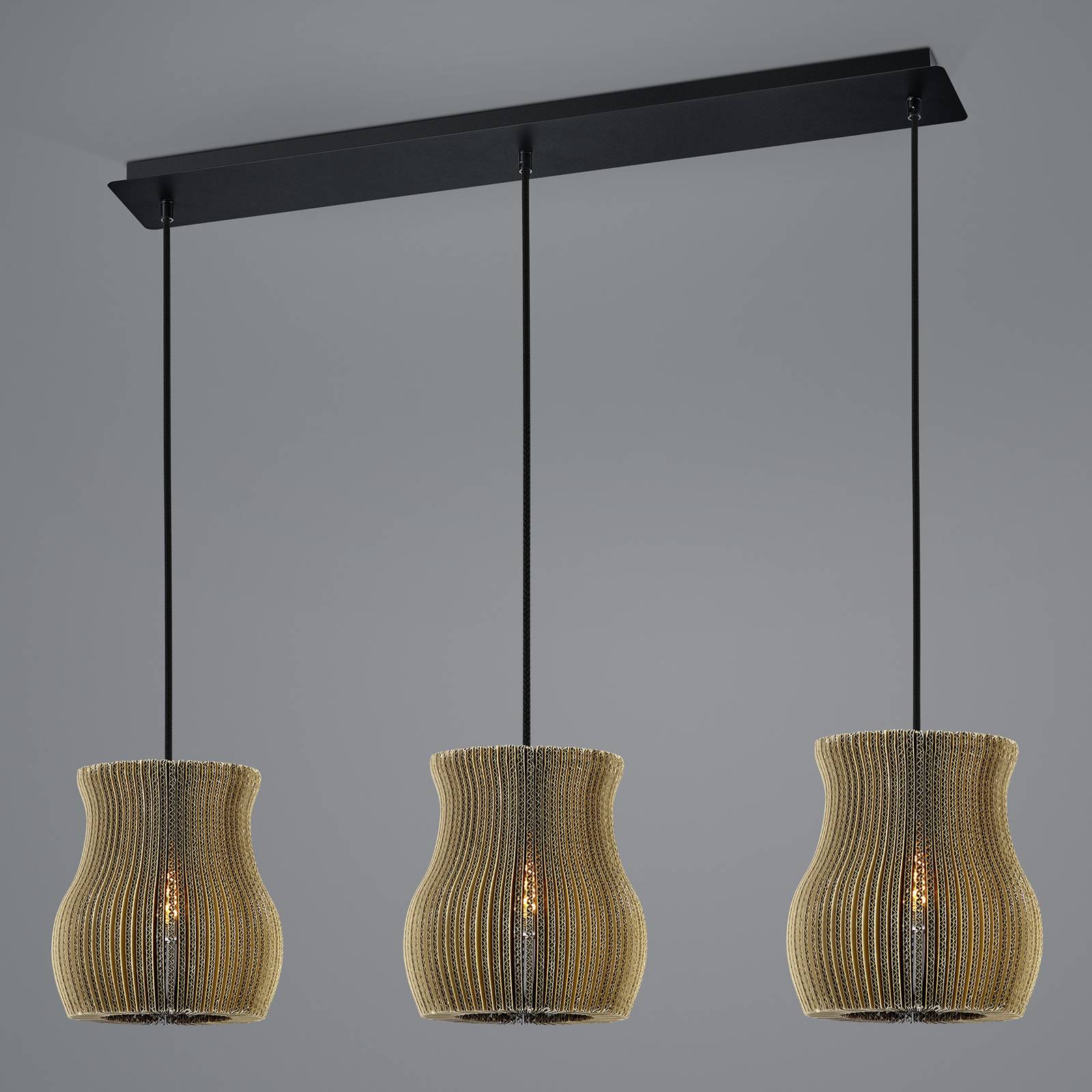 HELL Hängande lampa Layer tillverkad av kartong böjd 3-ljus