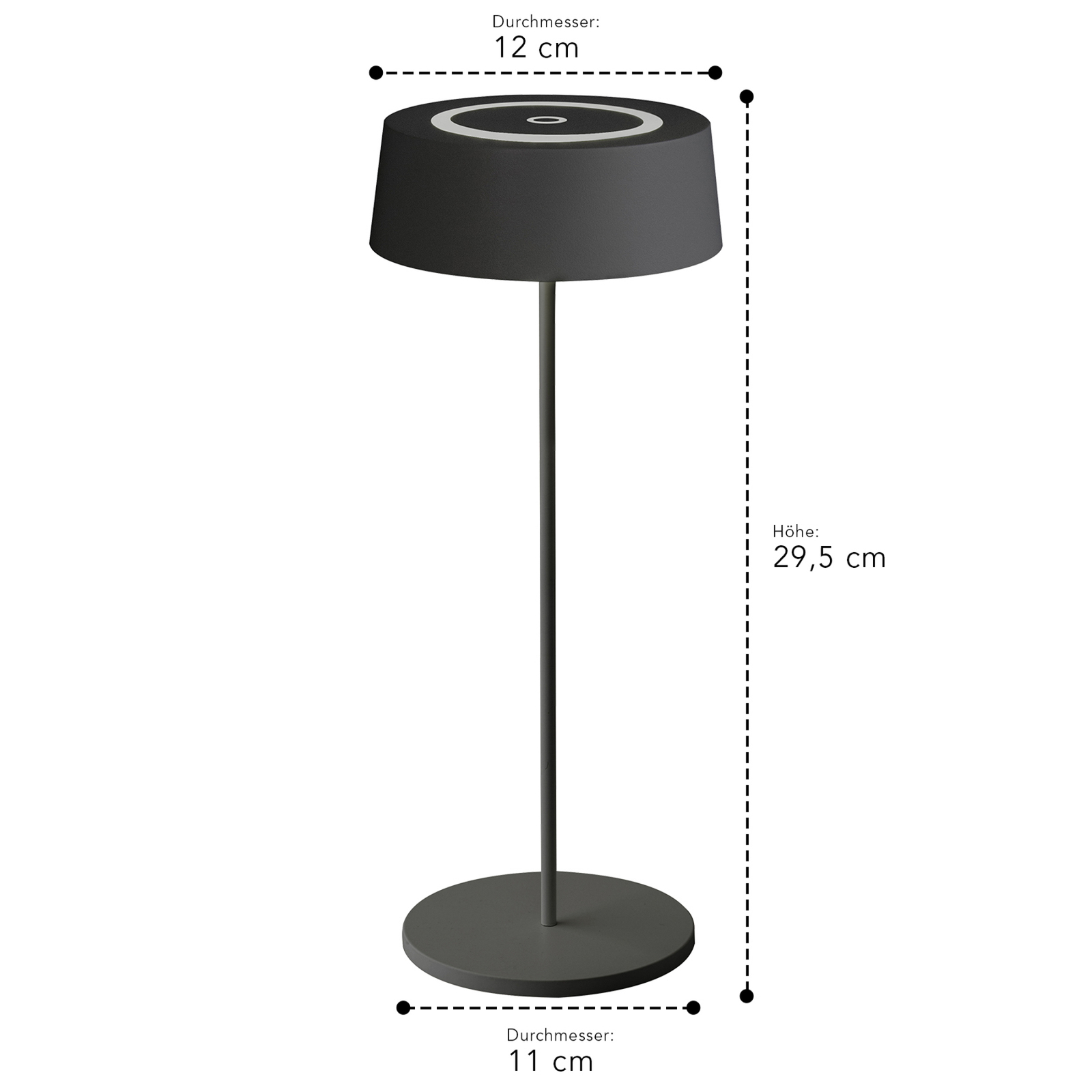 Lampă masă LED acumulator Cocktail, dimabilă negru