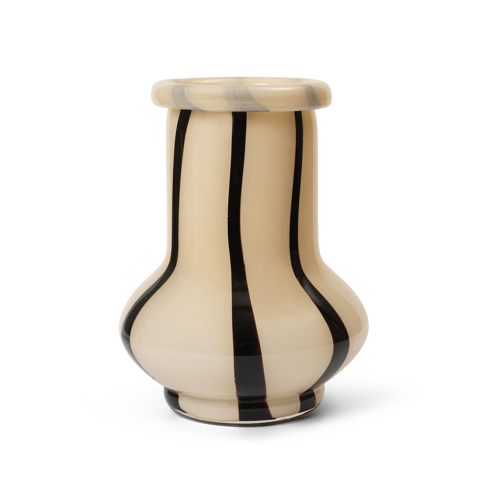 ferm LIVING Vase Riban, beige, 24 cm, verre, soufflé à la bouche