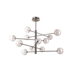 Suspension IDEAL LUX Equinoxe, chrome/gris fumé, à 12 lampes