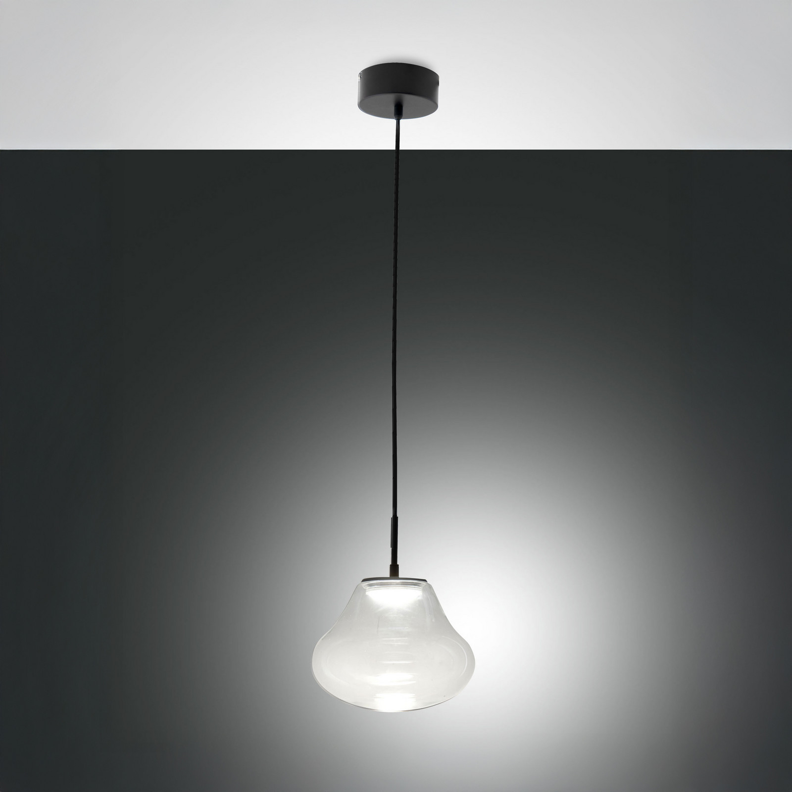 Fabas Luce Lampă suspendată LED Deva transparentă sticlă Ø 25 cm CCT dimabilă - Camera de zi / sufragerie - Modern - clar negru