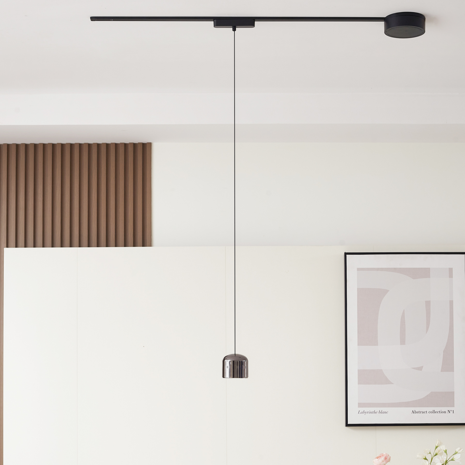 Suspension LED Lindby Lumaro, noir, Ø 8,2 cm, aluminium, 48V