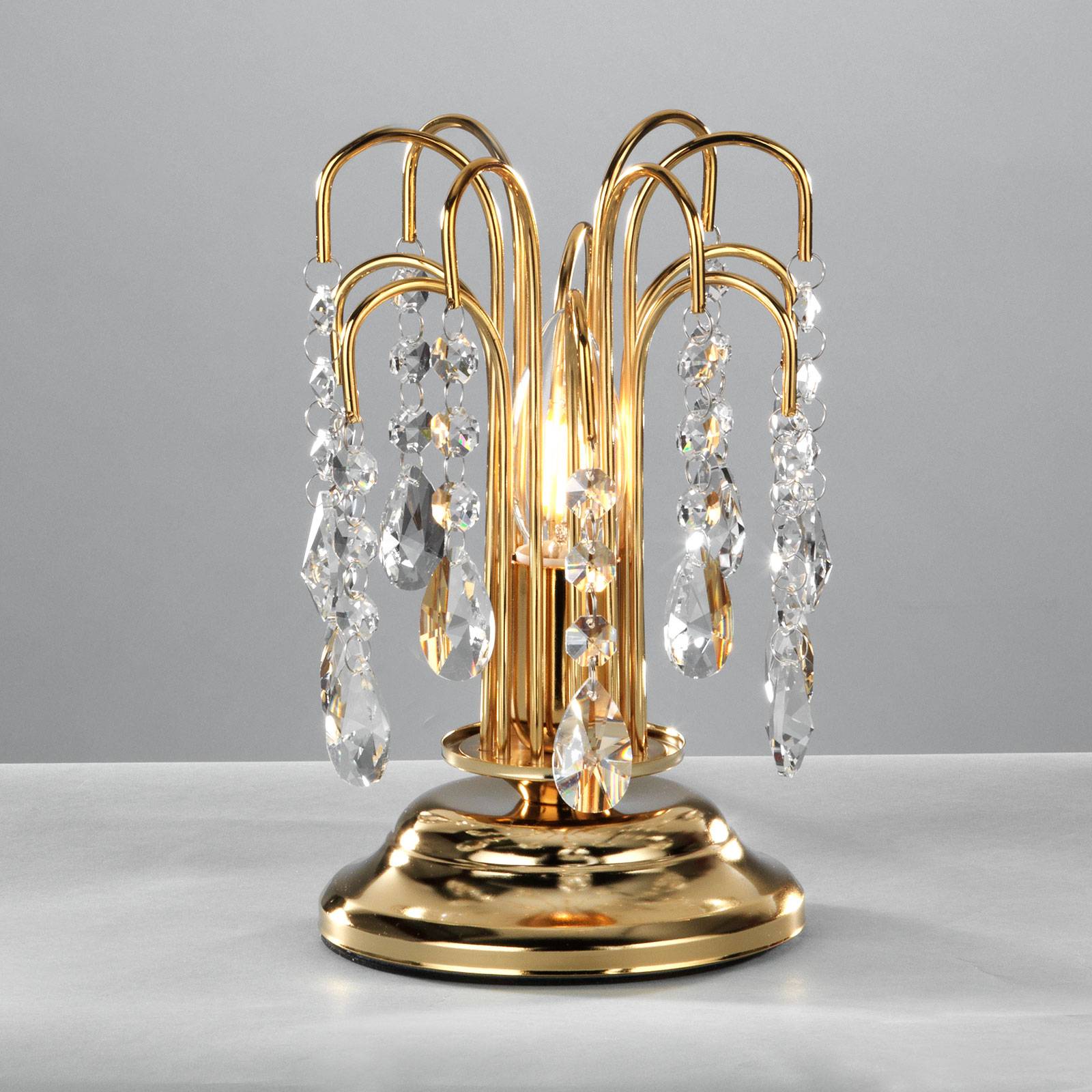 Lampe de table Pioggia, cristal, 26cm, dorée