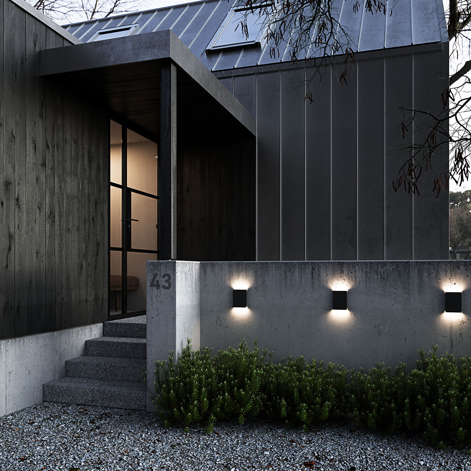 Fold udendørs LED-væglampe, 15 x 21 cm, sort