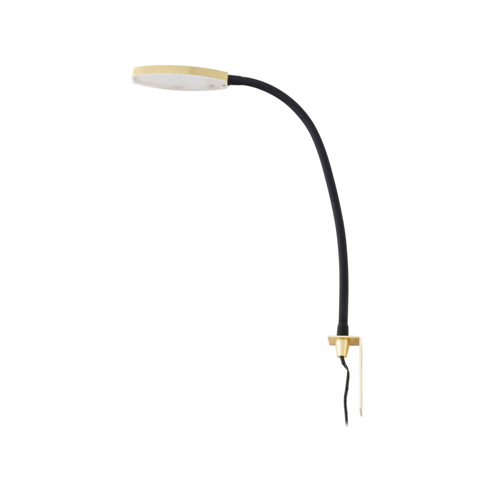 Lindby Flexola LED leeslamp, goud, rond, ijzer, stekker