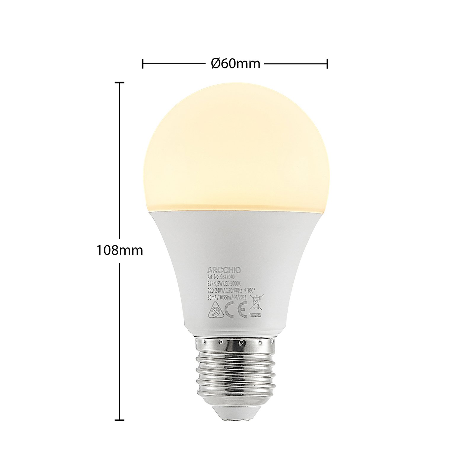Lâmpada LED 9,5W (1055lm) 3000K E27 - Arcchio