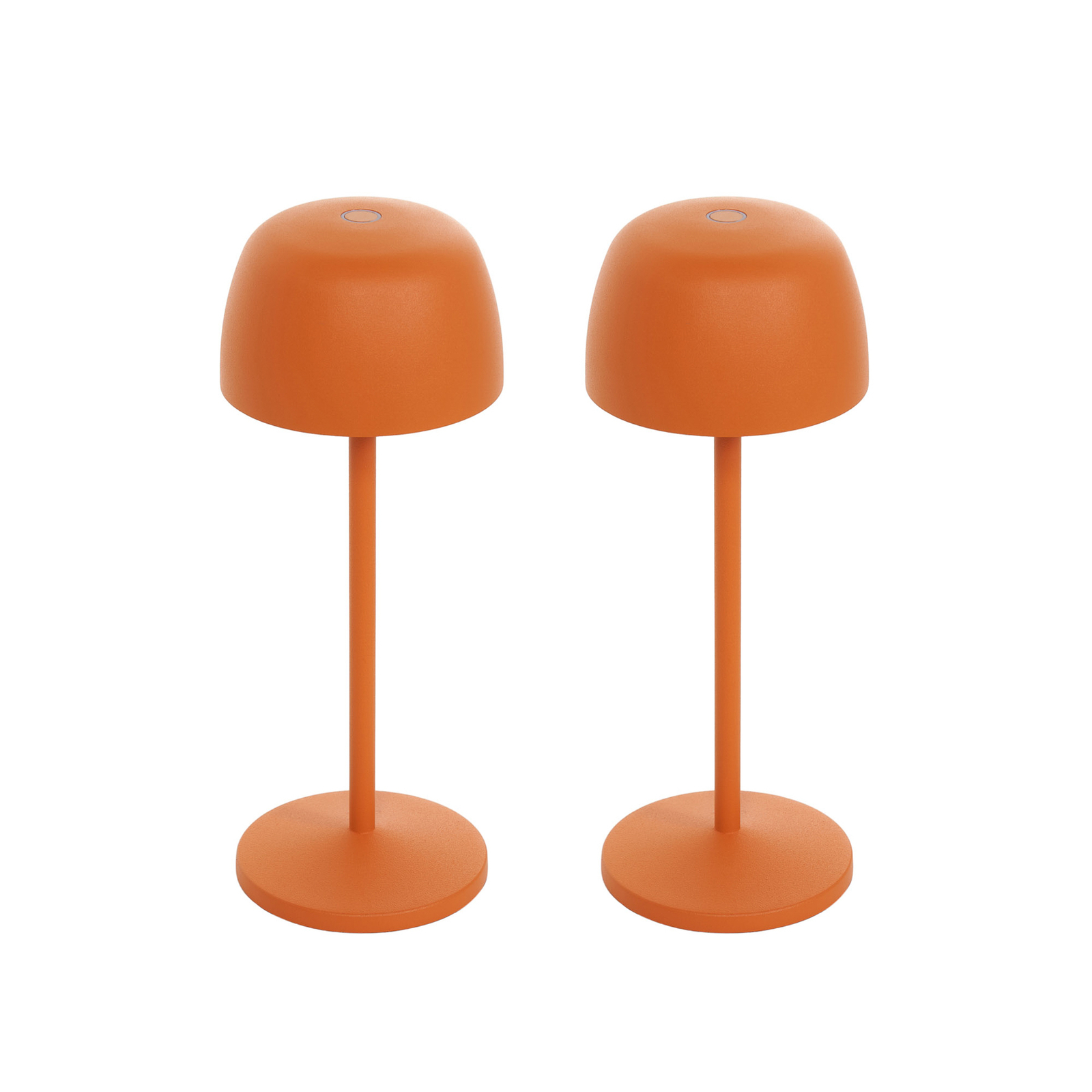 Lindby LED uzlādējama galda lampa Areitty, oranža, 2 gabali, alumīnija