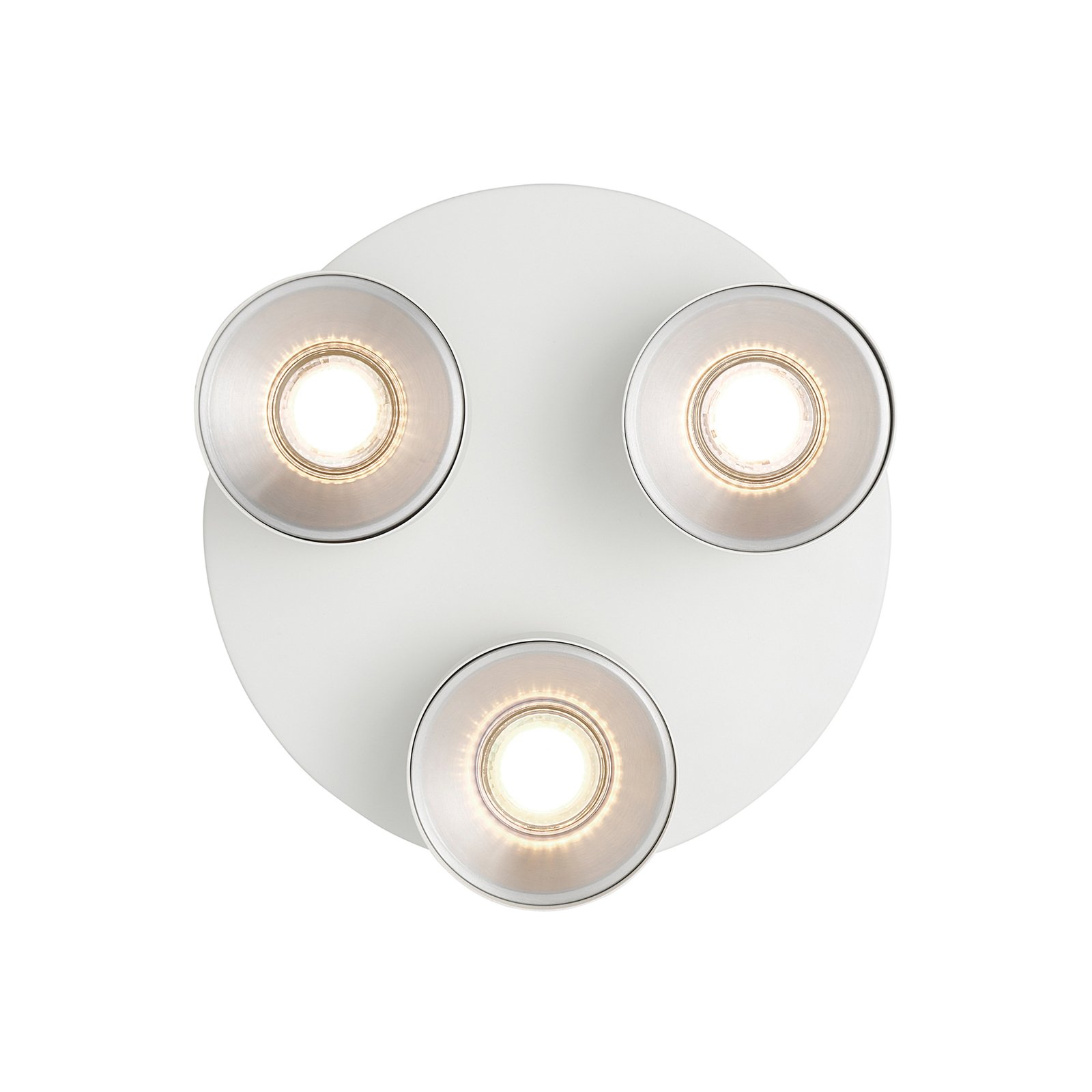 Svietidlo podhľadové, GU10, s tromi žiarovkami, okrúhle, kovové, biele