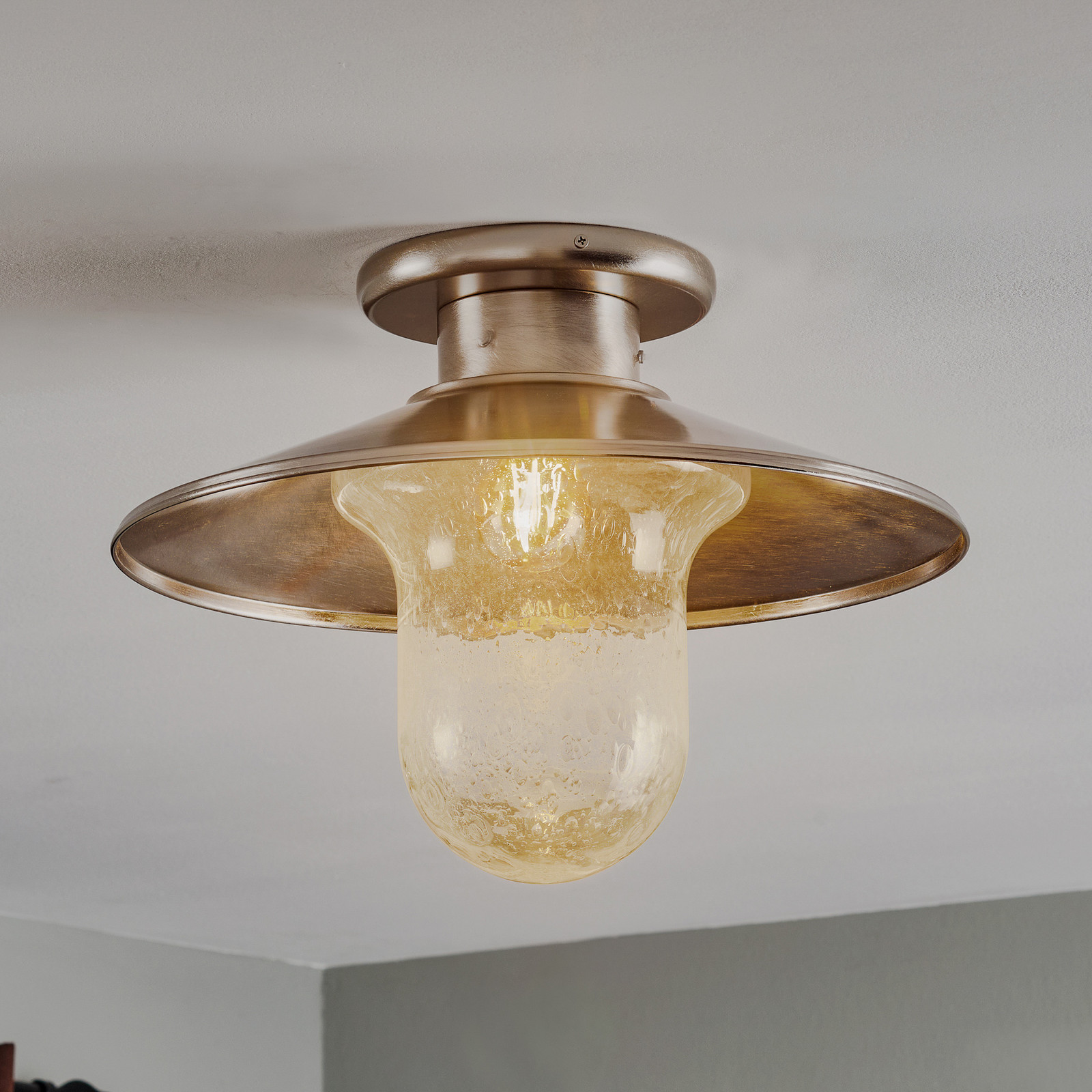 Cremasco Maestrale plafonieră cu abajur sticlă transparentă - Camera de zi / sufragerie - Design industrial - nichel mat transparent - Metal