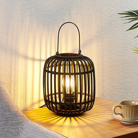 Lindby Canyana Tischlampe aus Rattan, schwarz