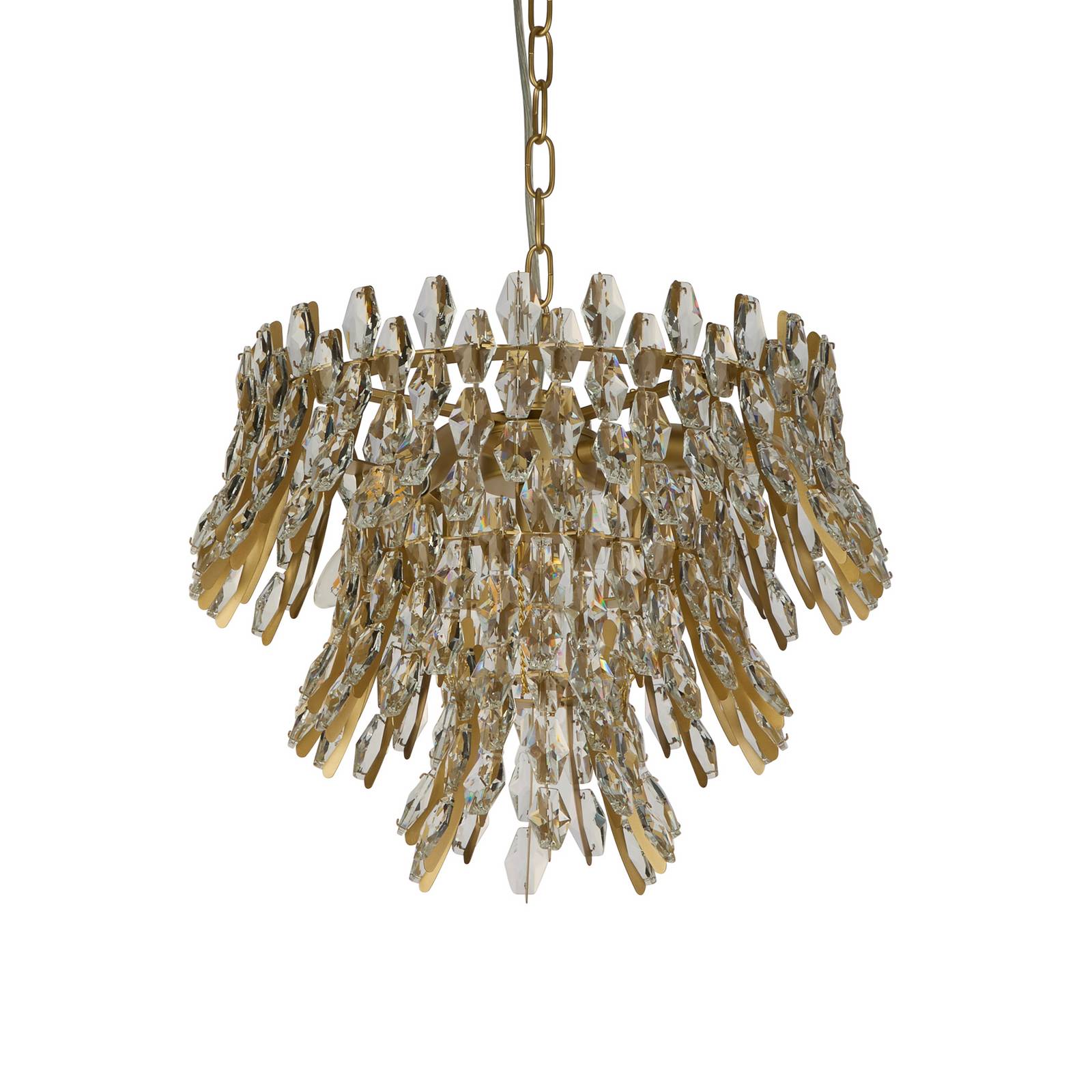 Hängeleuchte Monarch, goldfarben/klar, Glas, Metall, E14