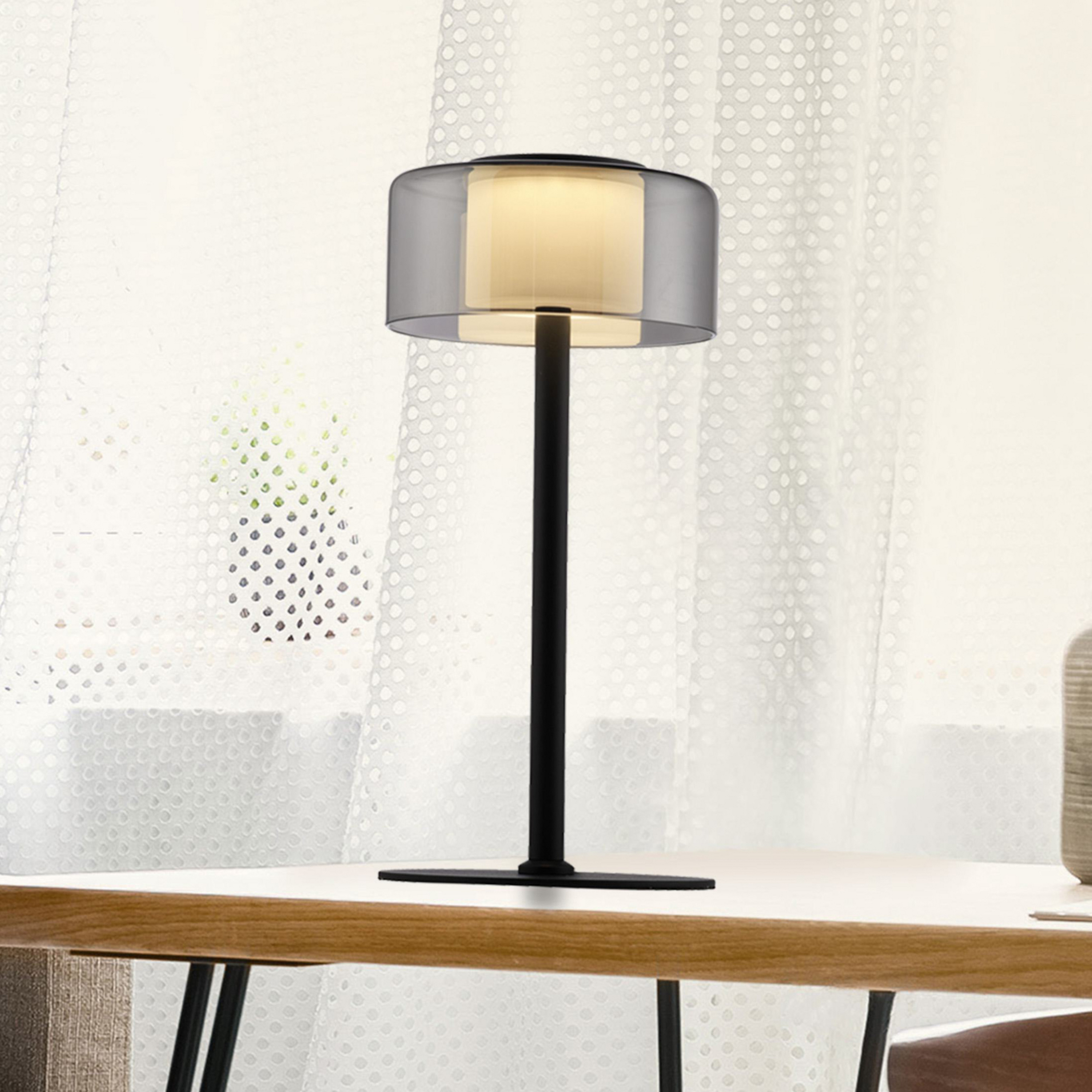 Paul Neuhaus LED-bordlampe Rika, glas, 33 cm høj, dæmpbar