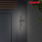 Graz LED outdoor wall light indirect 2-bulb black