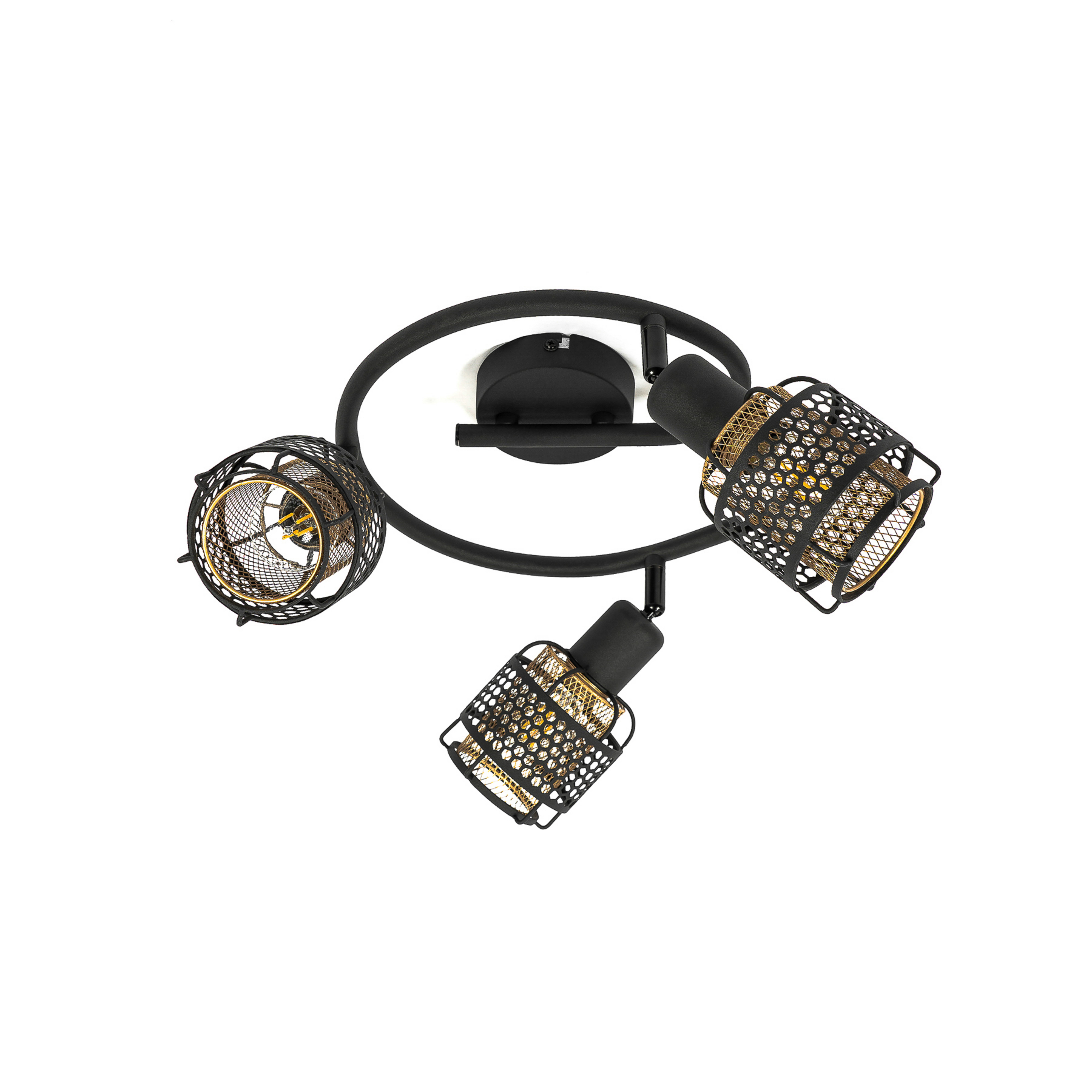 Eudoria 3 Round Deckenleuchte Black/Gold - Lindby