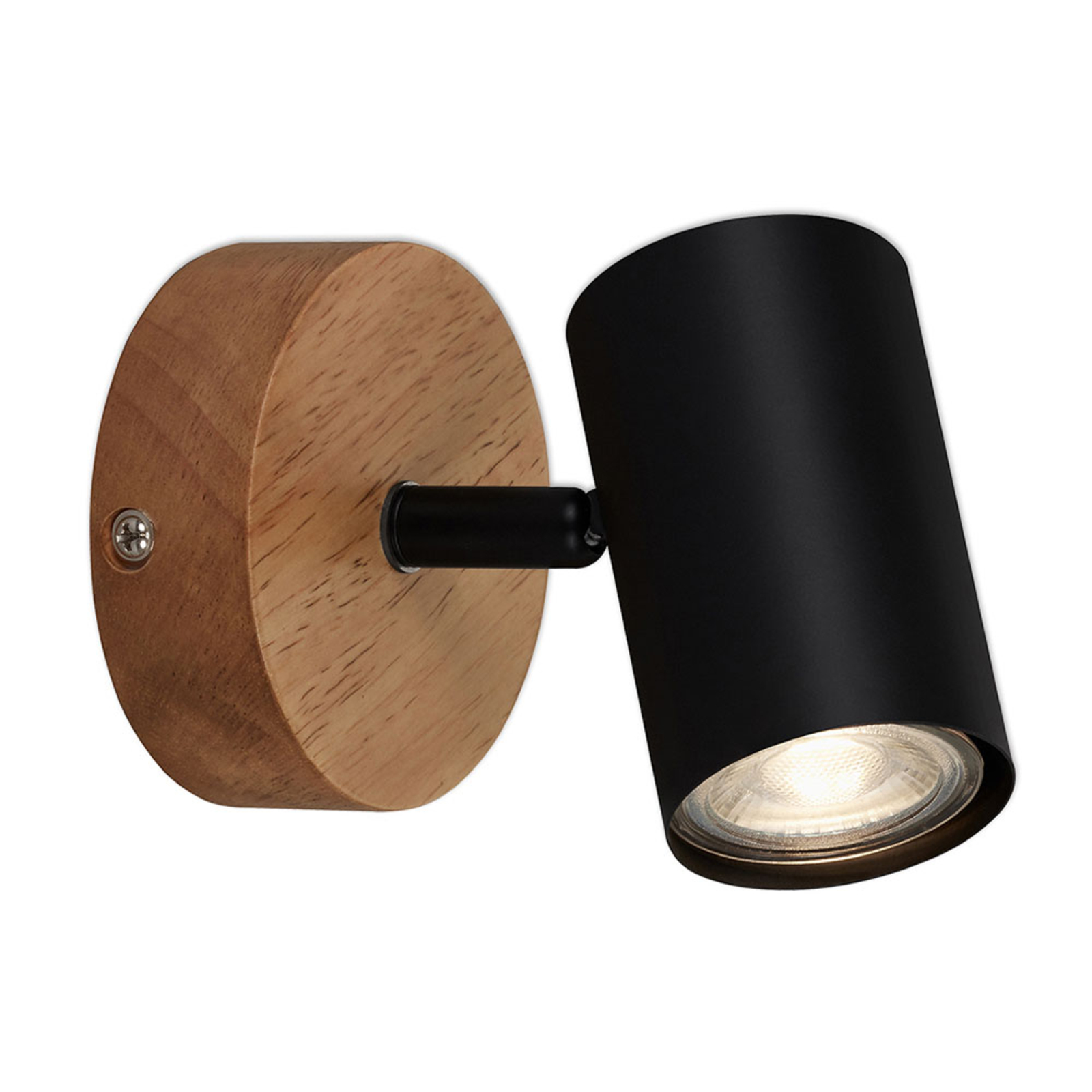 Brilonger Wood & Style 2920 wall spotlight with wooden base, for Living / Dining Room, metal, wood, GU10, 50 W, energy efficiency: A++, W: 9 cm