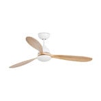 Ventilador de teto Poros, candeeiro LED, Ø 132 cm, branco/madeira clara