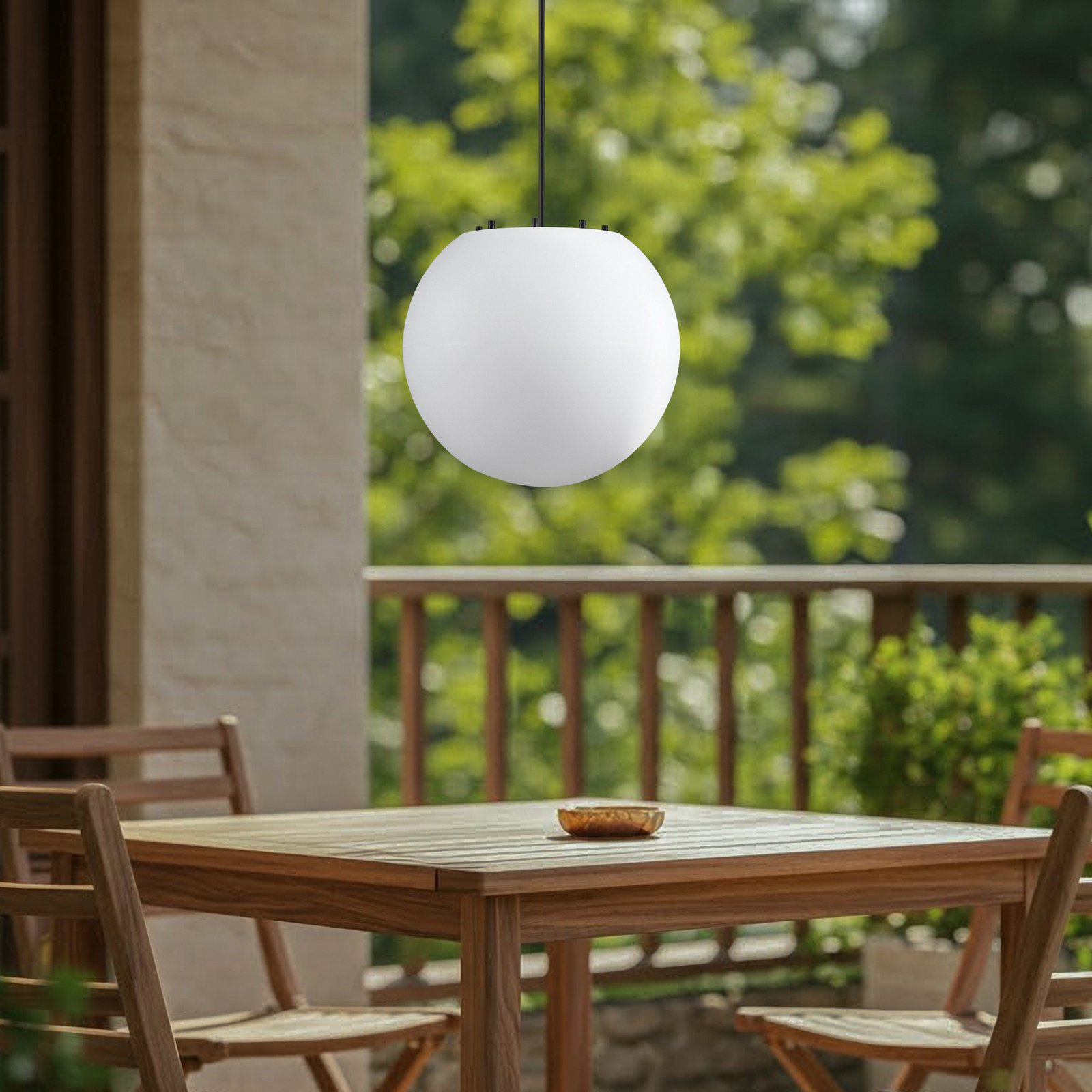 Lindby Alea outdoor hanging light, white, plastic, Ø 38 cm
