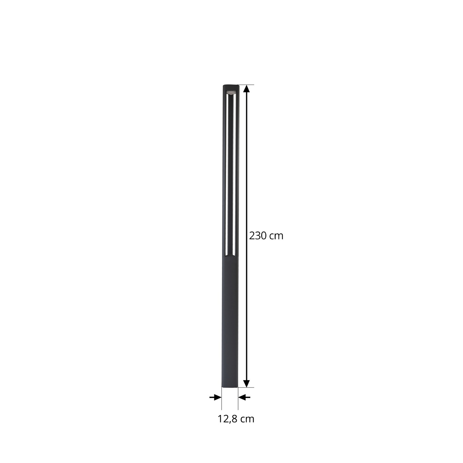 Lucande LED välisvalgusti Zarek, 230 cm, antratsiit, IP65