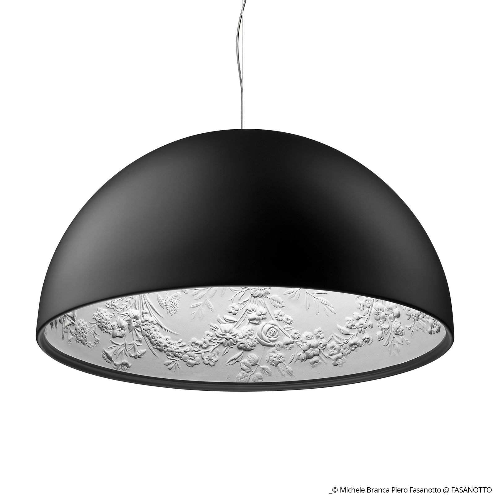 Flos FLOS Skygarden 1 hanging lamp, matt black Ø 60 cm, for Living / Dining Room, glass, aluminium, plaster cast, E27, 150 W, energy efficiency: A++, H: 30 cm