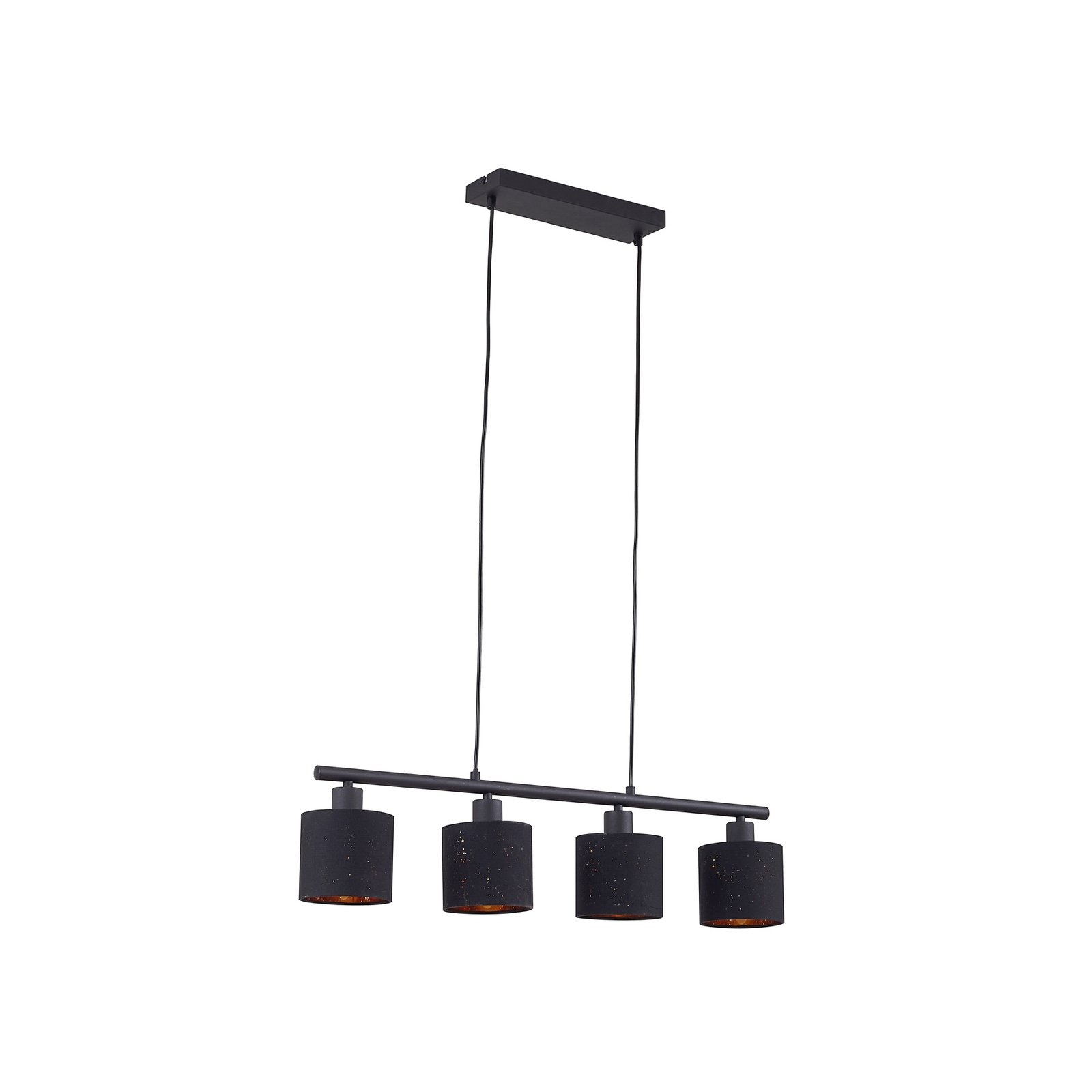 Lindby suspension Vasilia, 75 cm, noir/or, tissu