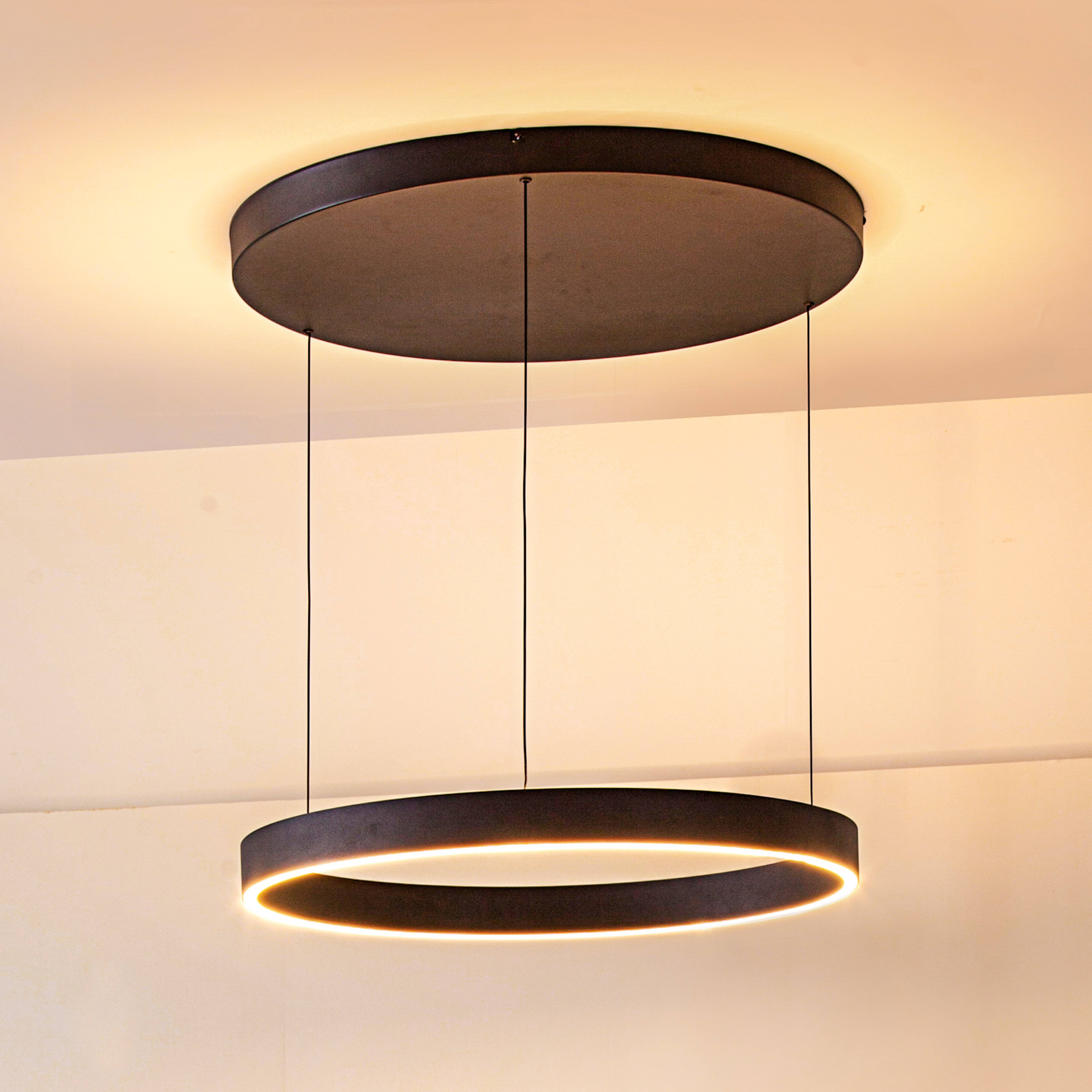 Lucande Philine lámpara colgante LED Ø 60 cm negro