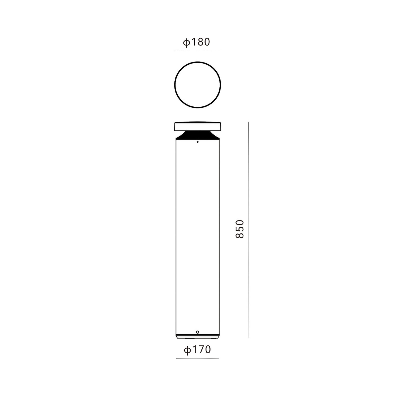 Molto Luce lampe pour socle LED Mona, Ø 18 cm, aluminium, hauteur 85 cm