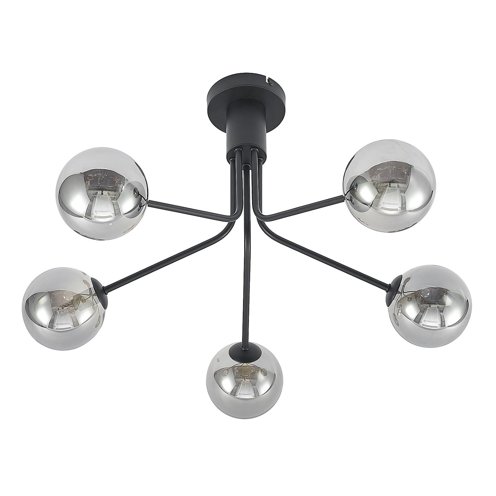 Lucande Wynona taklampe, 5 lyskilder, svart