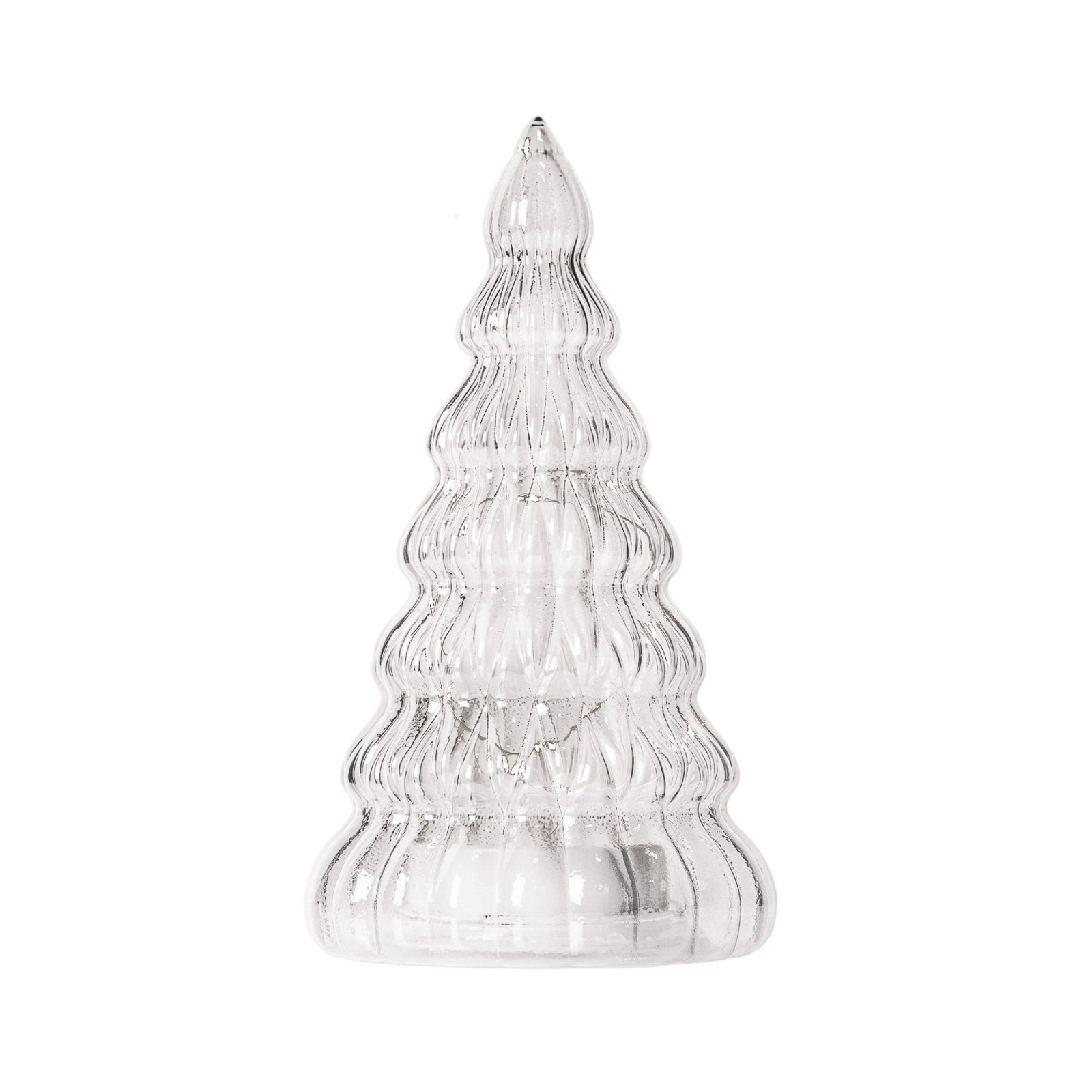 LED декоративна фигура Луси, прозрачно/бяло стъклено дърво 23,5 см