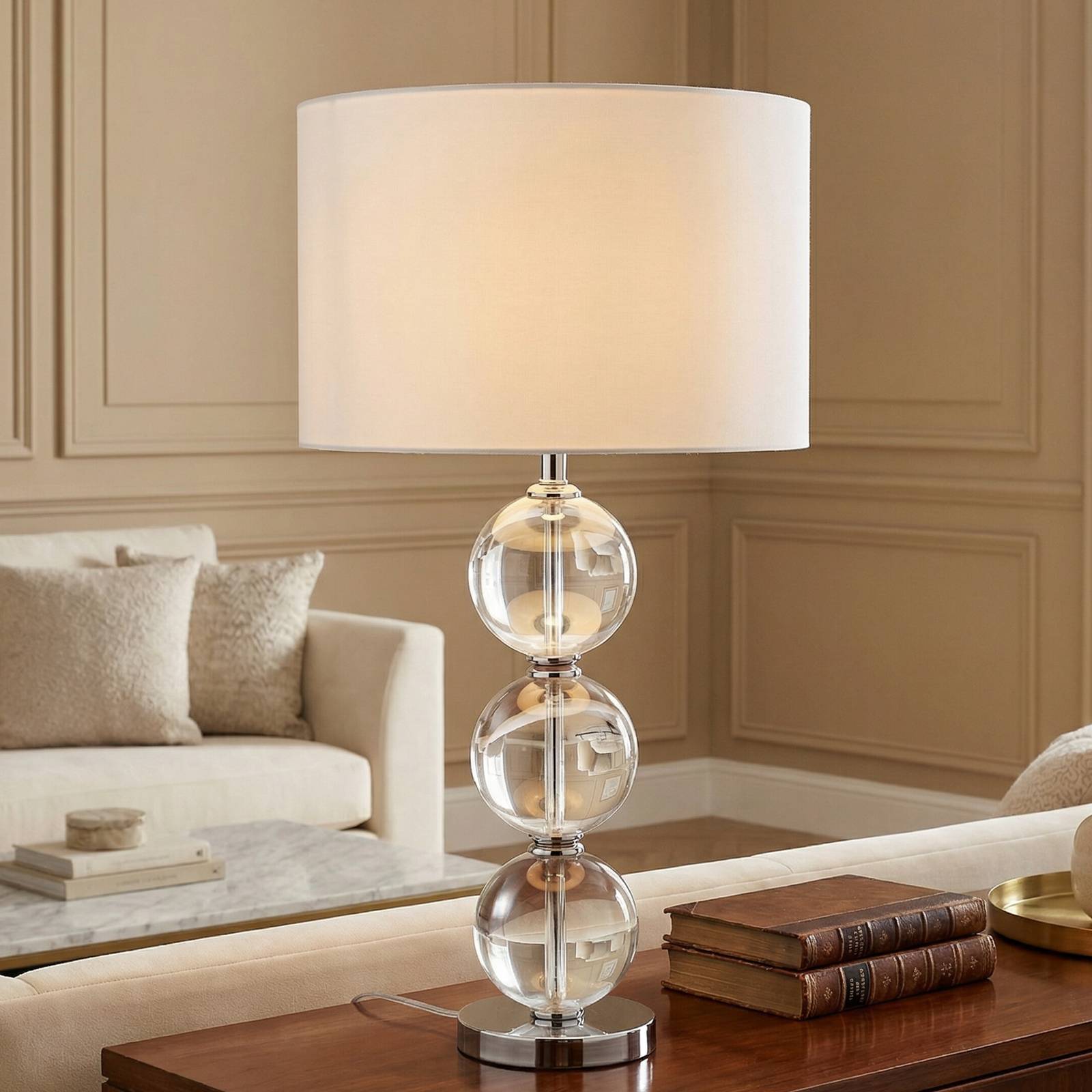 Textiel-tafellamp Bliss, witte kap