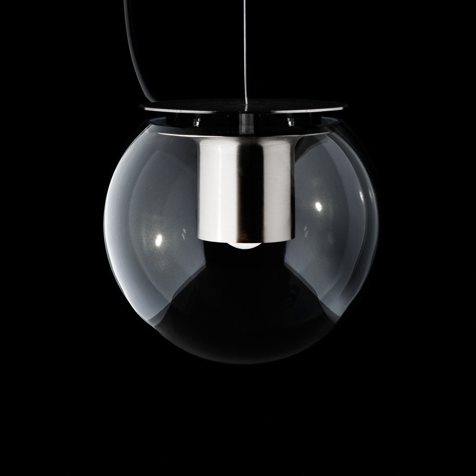 Oluce The Globe hanging light, Ø 20 cm, nickel