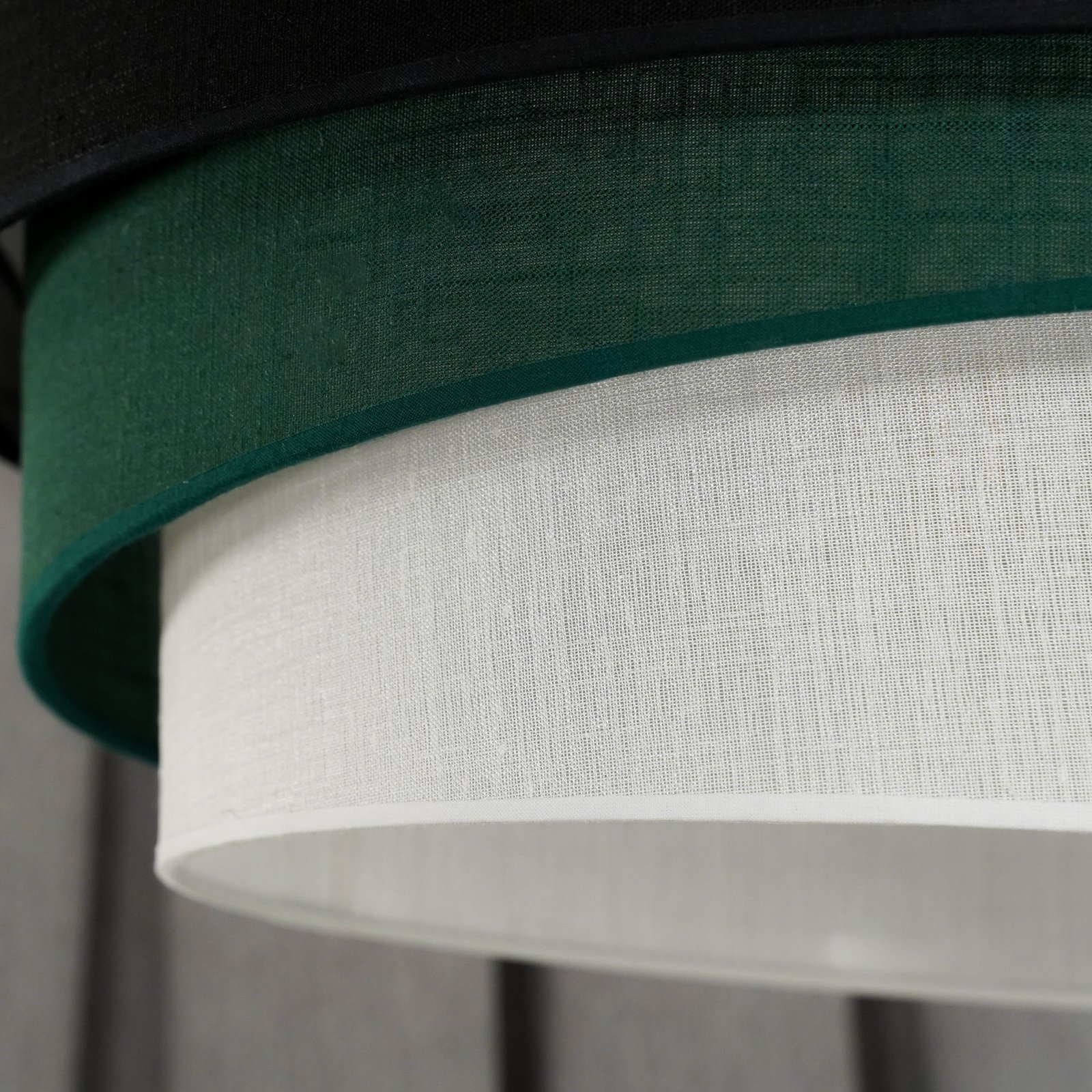 Euluna stropna svjetiljka Trio, crno/zeleno/bijela, tekstil, Ø 45 cm
