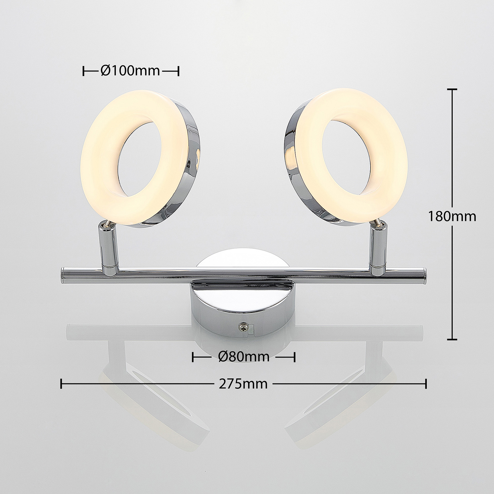 ELC Tioklia LED-taklampe, krom, 2 lyskilder