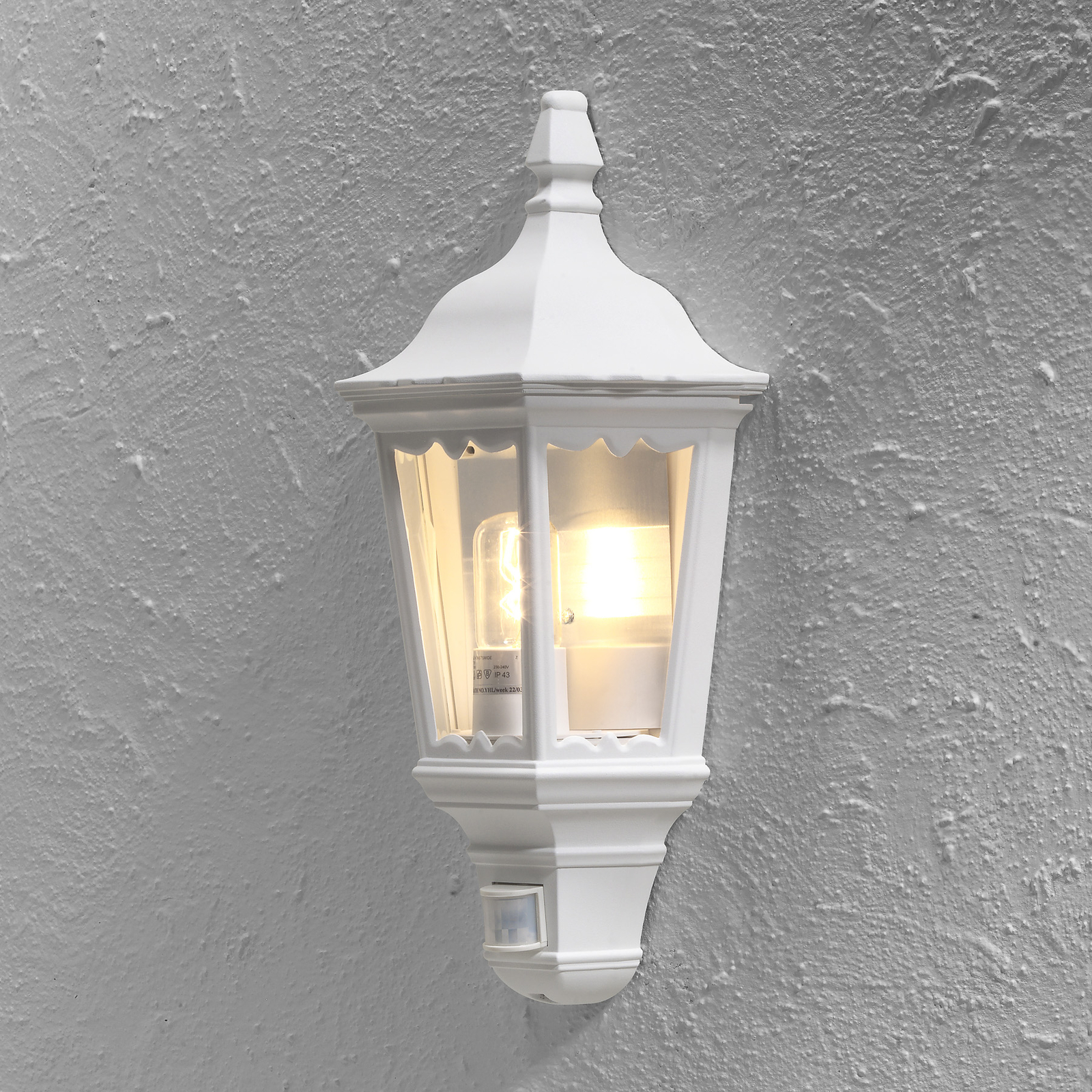 Firenze udendørs væglampe, halvcirkel sensor, hvid