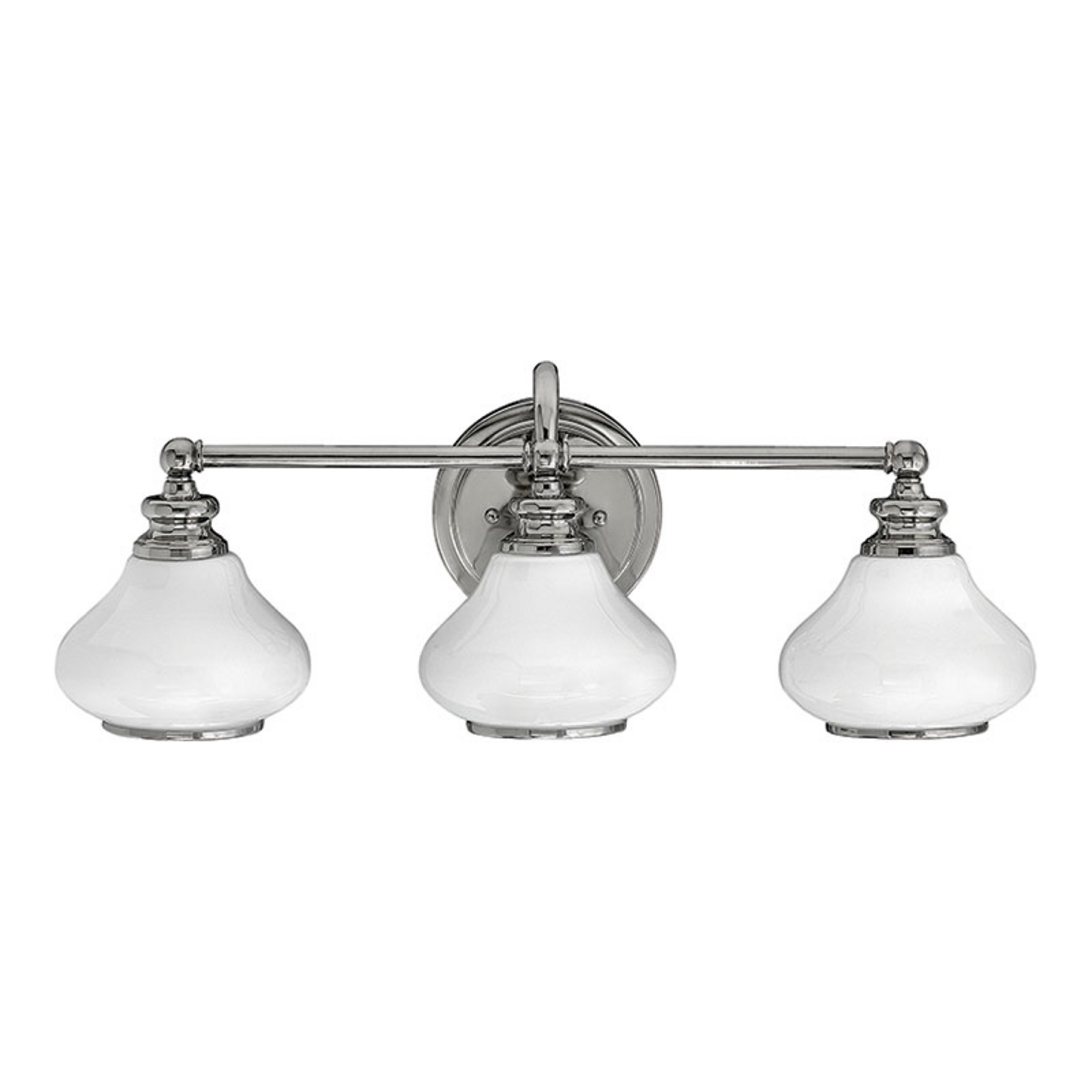Chromfarbene Opalglas-Wandlampe Ainsley fürs Bad