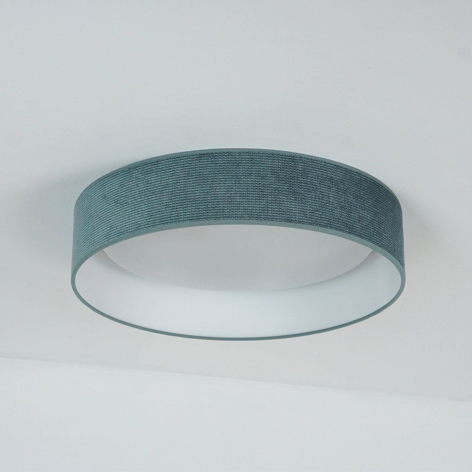 Duolla Plafonieră LED Plafond verde mentă țesătură Ø 45 cm 3 trepte - Camera de zi / sufragerie - verde mentă alb - Țesătură / Textil