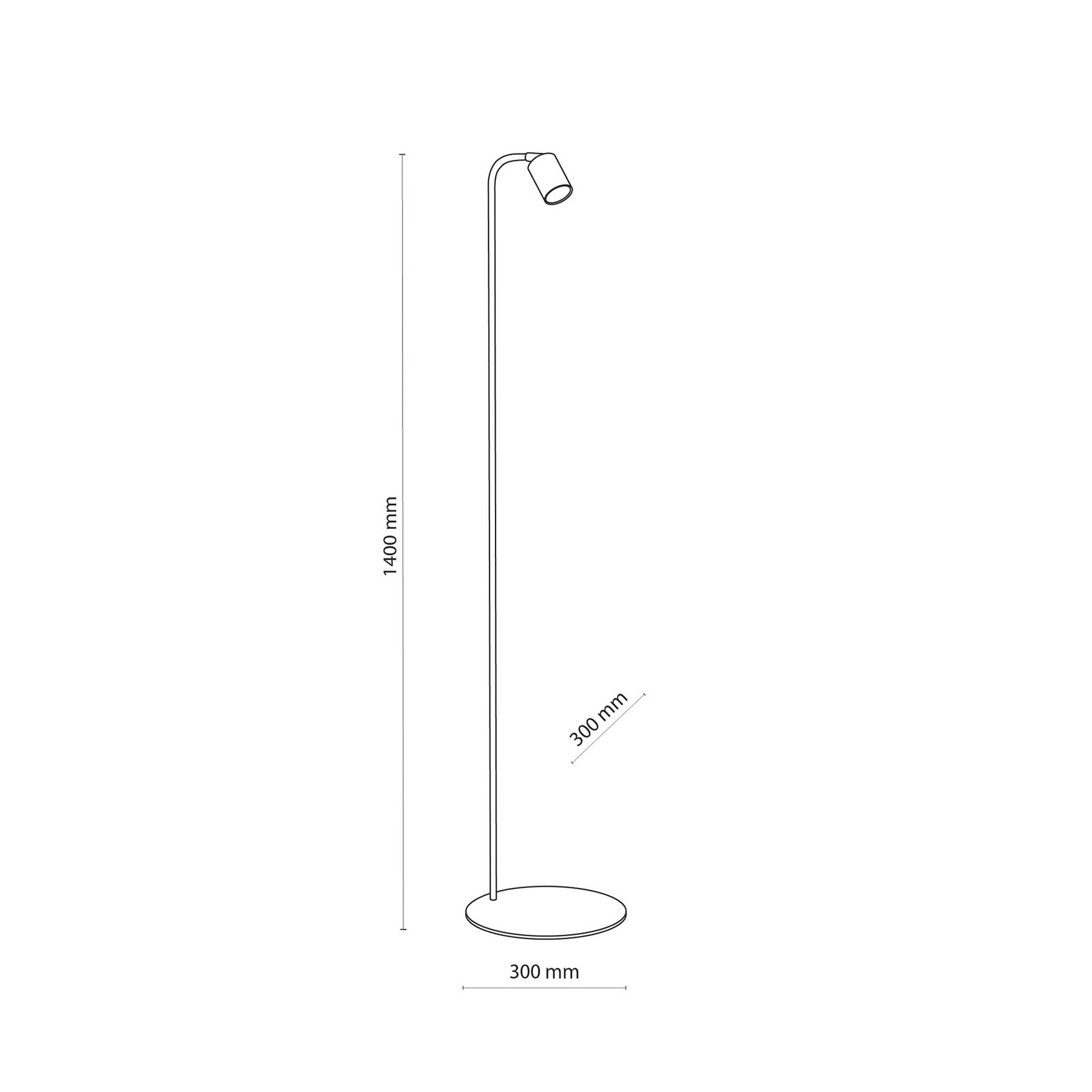 Lampadar Nex, negru, metal, înălțime 140 cm, GU10