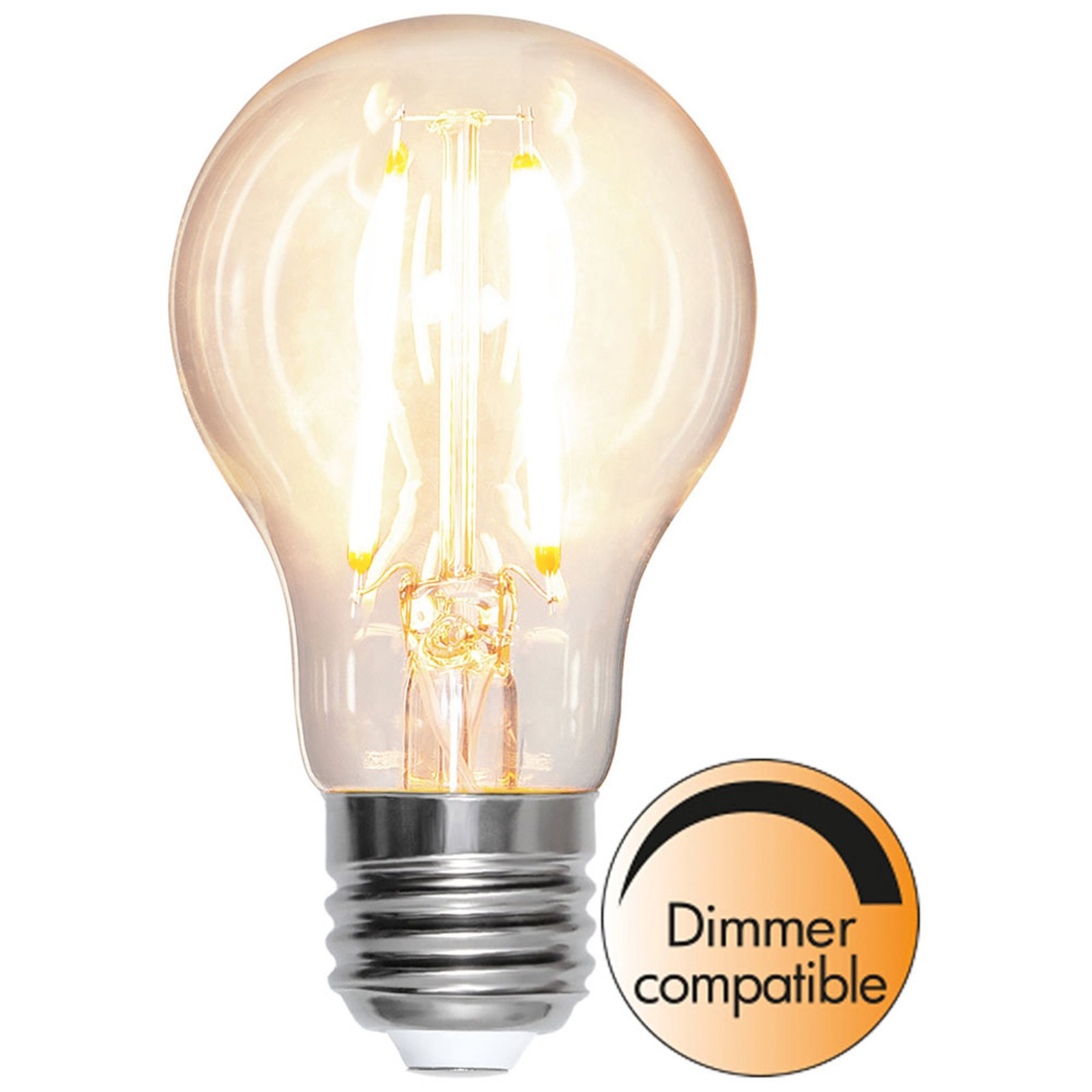 LED lempa E27 8W 2700K kaitinamoji gija 1000 lm, reguliuojamas apšvietimas
