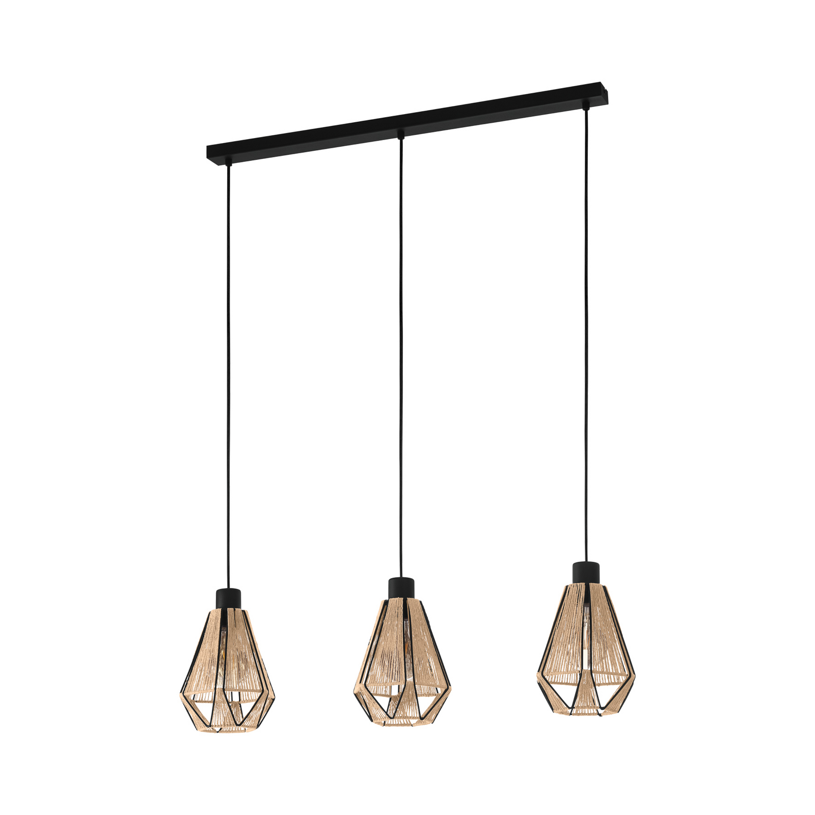 Viseće svjetlo Adwickle, tri sjenila od prirodne pređe