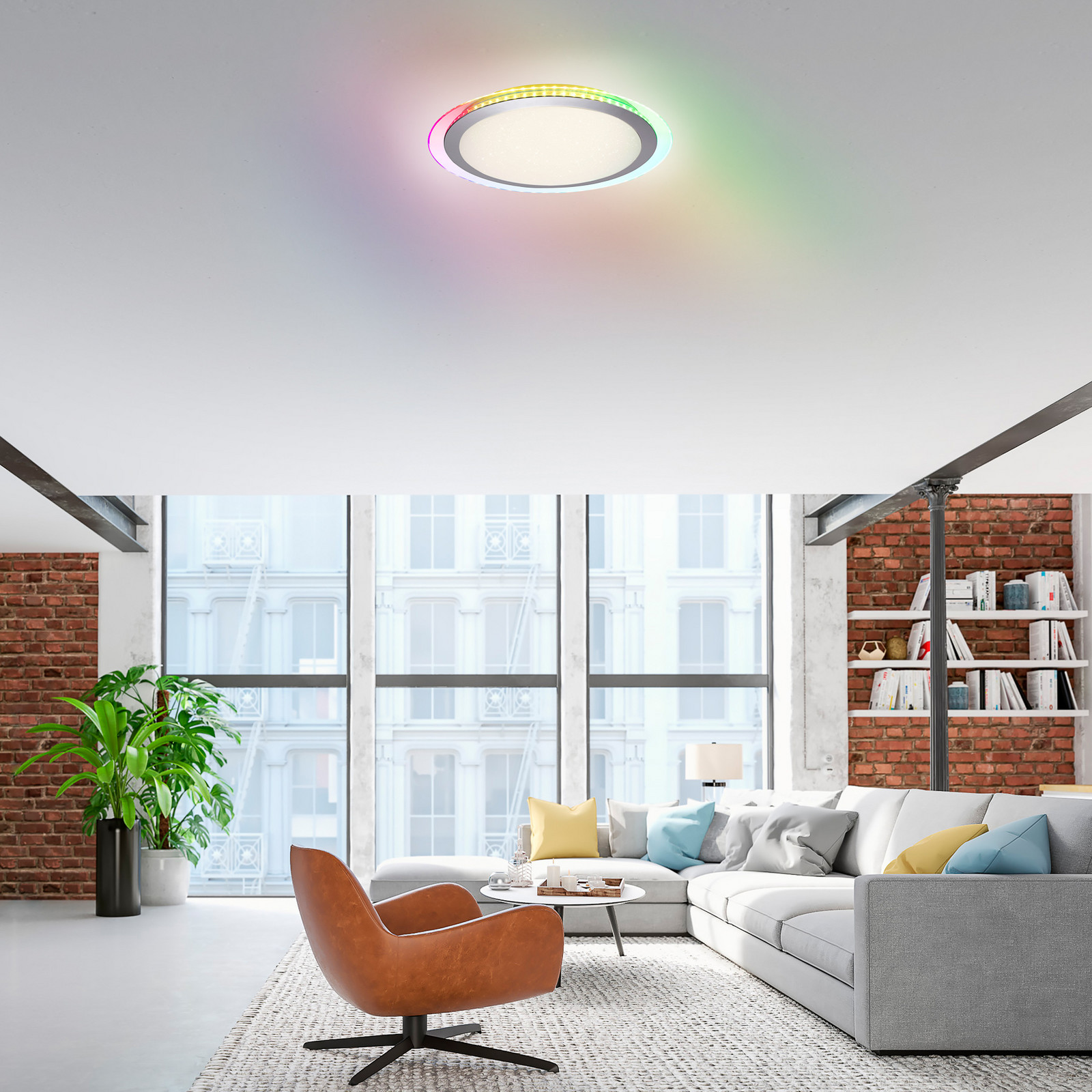 JUST LIGHT. Plafonieră LED Cyba Stars CCT RGB-Sidelight - Camera de zi / sufragerie - modern - argintiu alb - Plastic