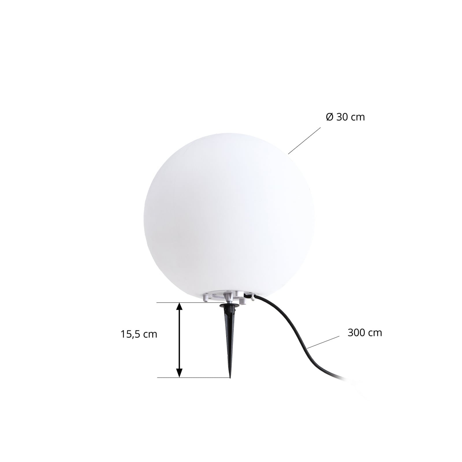 Valyra guľová lampa, IP54, Ø 30, zemný kolík - Lindby